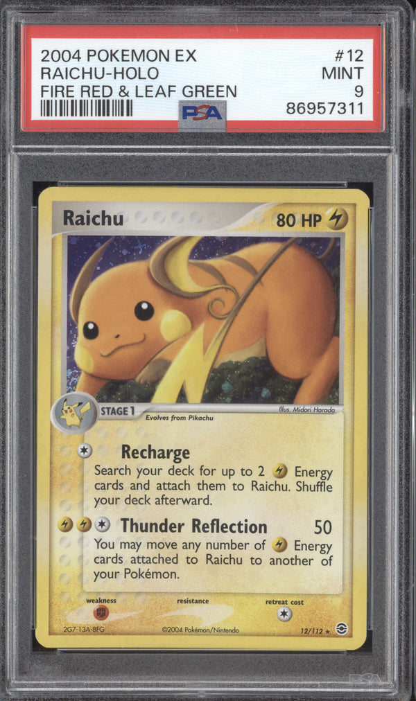 Raichu 2004 Pokemon EX Fire Red & Leaf Green 12/112 Holo PSA 9 ASR