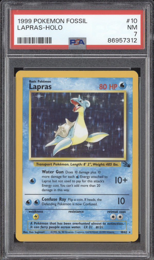 Lapras 1999 Pokemon Fossil 10/62 Holo PSA 7 ASR