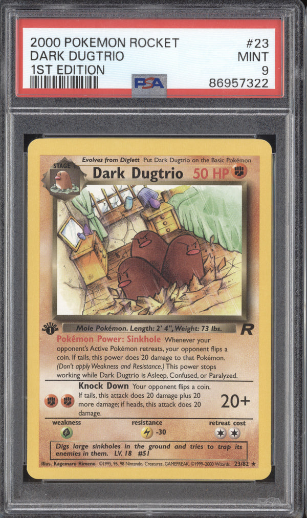 Dark Dugtrio 2000 Pokemon Rocket 23/82 1st Edition PSA 9 ASR