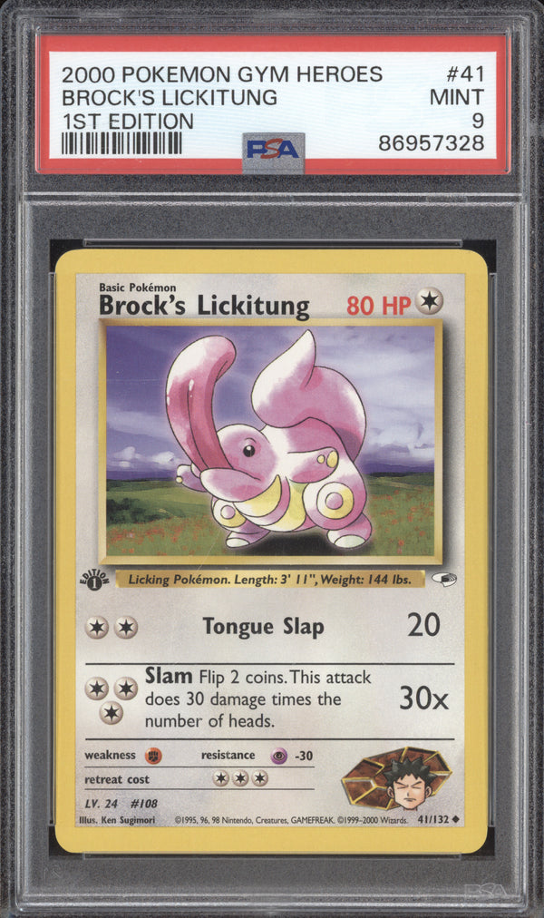 Brock's Lickitung 2000 Pokemon Gym Heroes 41/132 1st Edition PSA 9 ASR