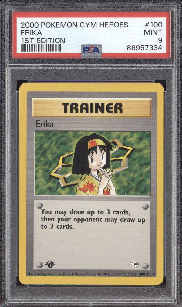 Erika 2000 Pokemon Gym Heroes 100/132 1st Edition PSA 9 ASR