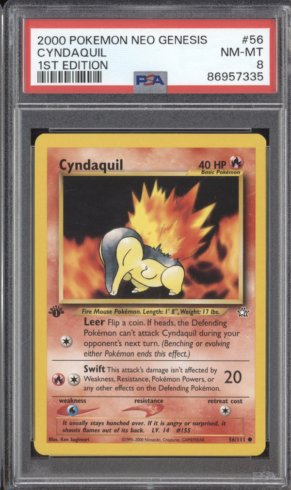 Cyndaquil 2000 Pokemon Neo Genesis 56/111 1st Edition PSA 8 ASR