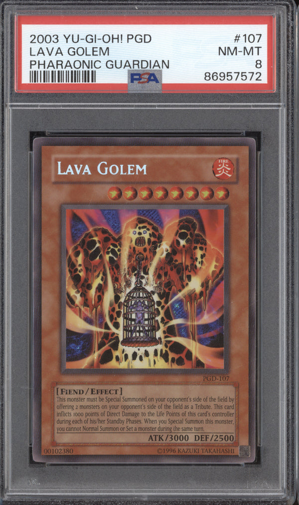 Lava Golem 2003 Yu-Gi-Oh Pharaonic Guardian PGD-107 PSA 8 ASR