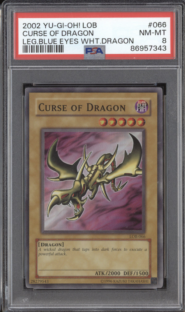 Curse of Dragon 2002 Yu-Gi-Oh Legend of Blue Eyes White Dragon LOB-066 PSA 8 ASR