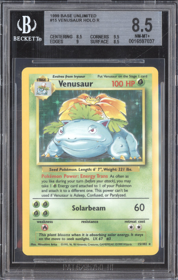Venusaur 1999 Pokemon Unlimited 15/102 Holo BGS 8.5 ASR
