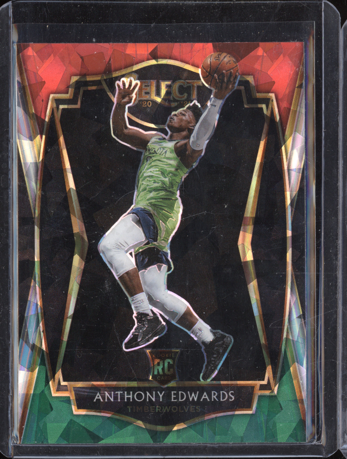 Anthony Edwards 2020-21 Panini Select 169 Red White & Green Cracked Ice RC