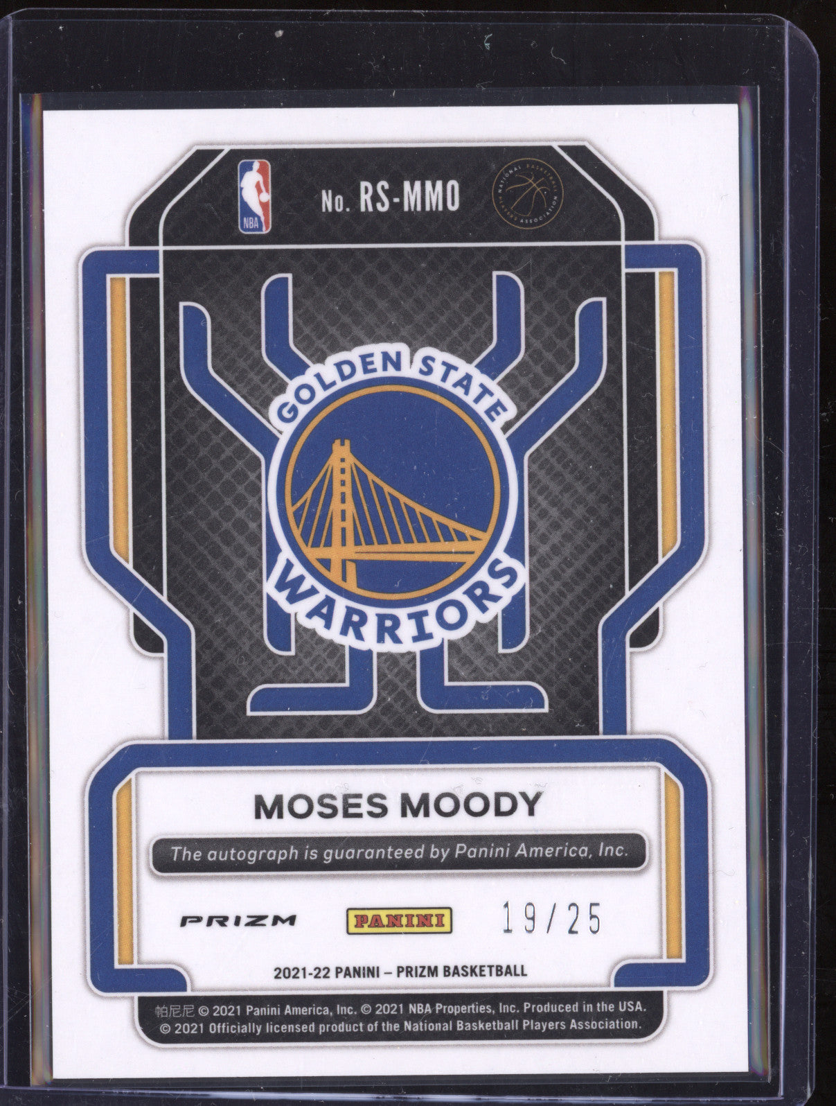 Moses Moody 2021-22 Panini Prizm RS-MMO Rookie Auto Mojo RC 19/25