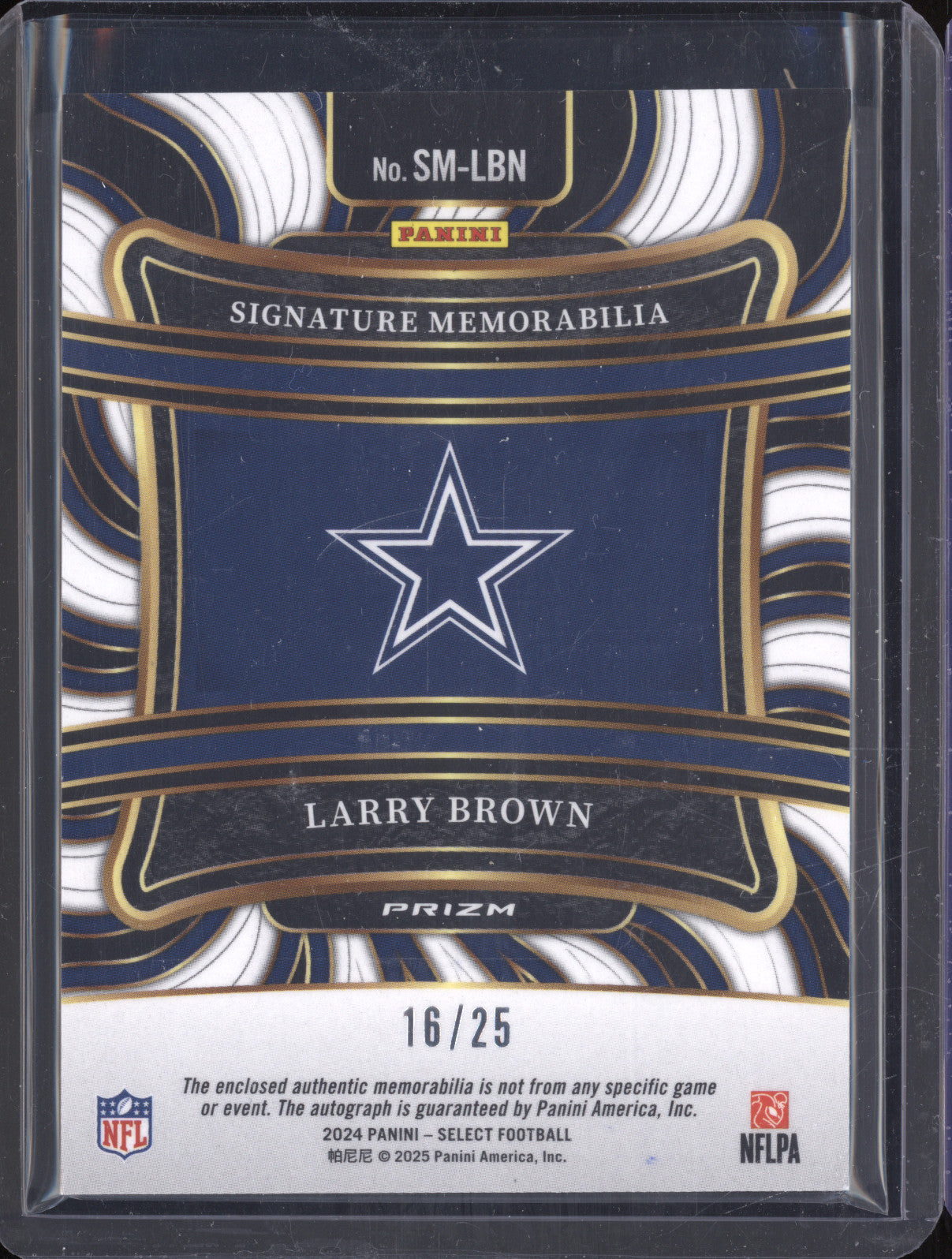 Larry Brown 2024 Panini Select SM-LBN Patch Auto Tie-Dye 16/25