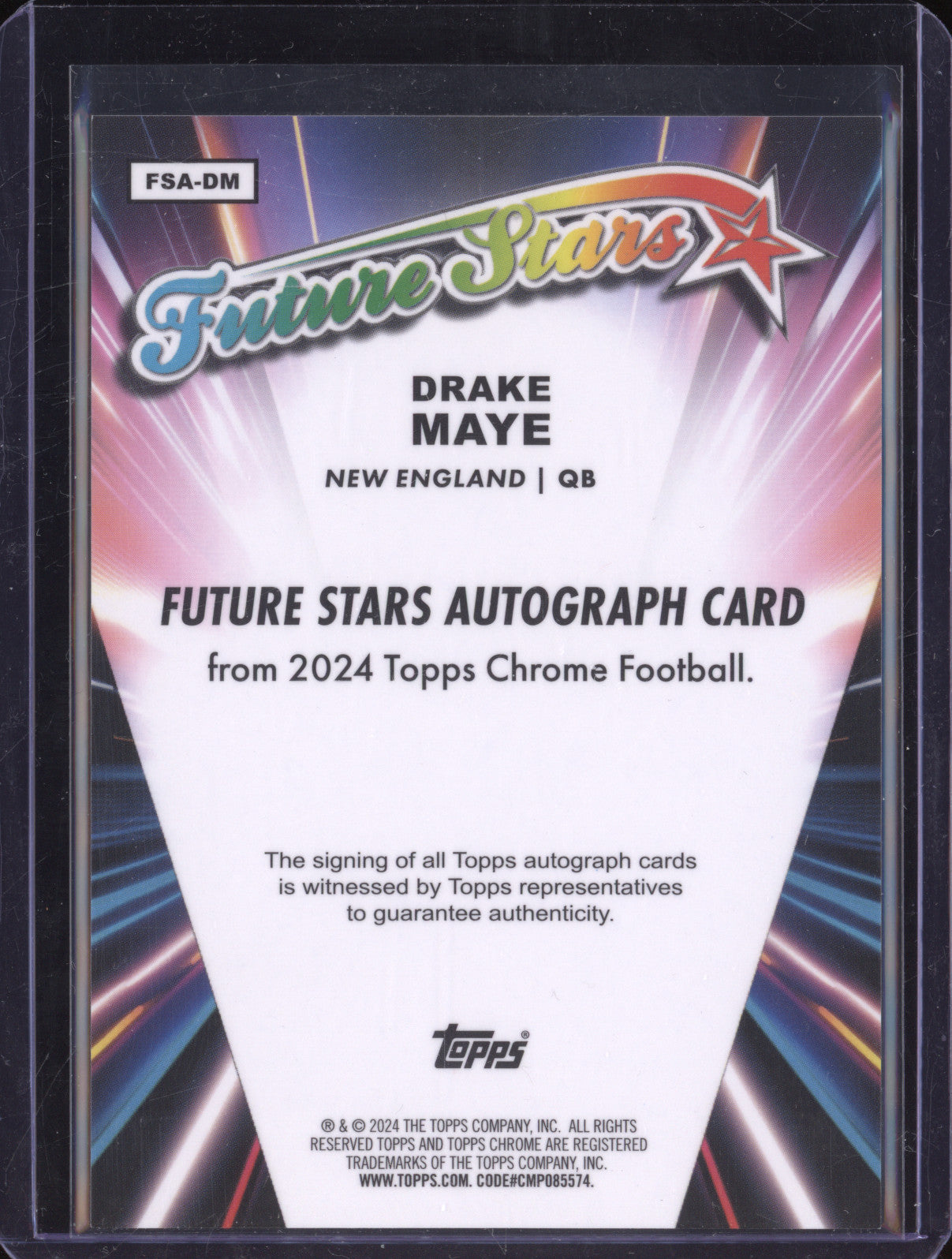 Drake Maye 2024 Topps Chrome FSA-DM Future Stars Rookie Auto RC