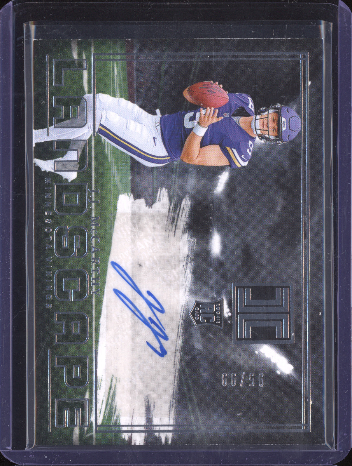 JJ McCarthy 2024 Panini Impeccable RJA-JJM Landscape Rookie Auto RC 95/99