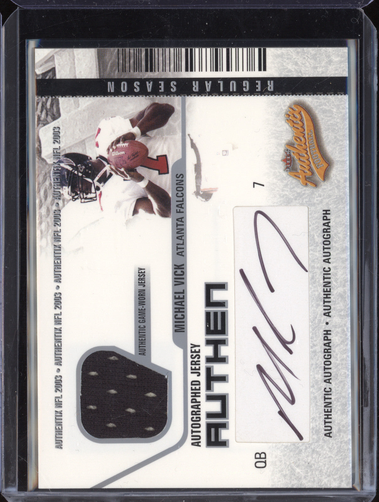 Michael Vick 2003 Fleer Authentix AJA-MV Autographed Jersey 003/135