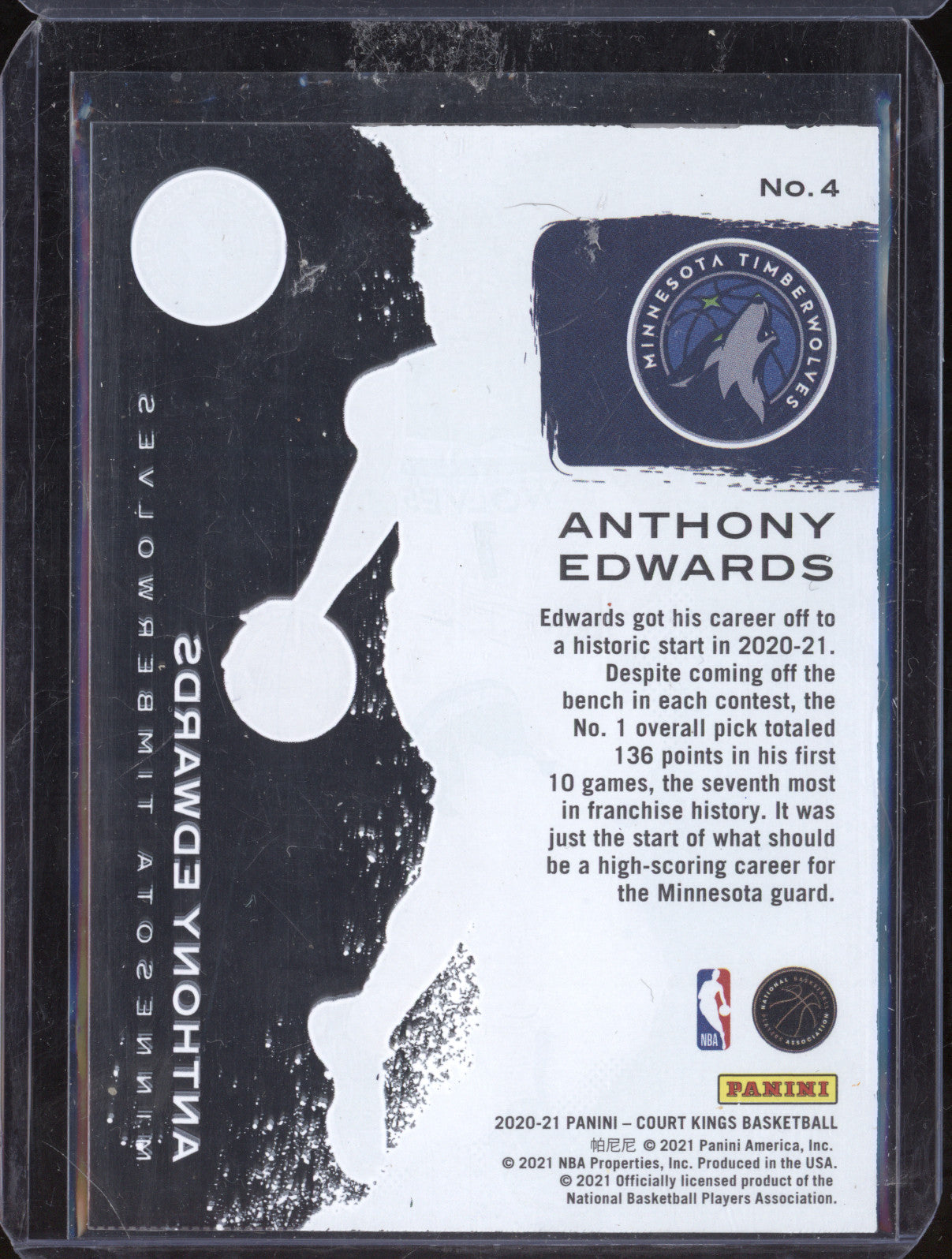 Anthony Edwards 2020-21 Panini Court Kings 4 Acetate RC
