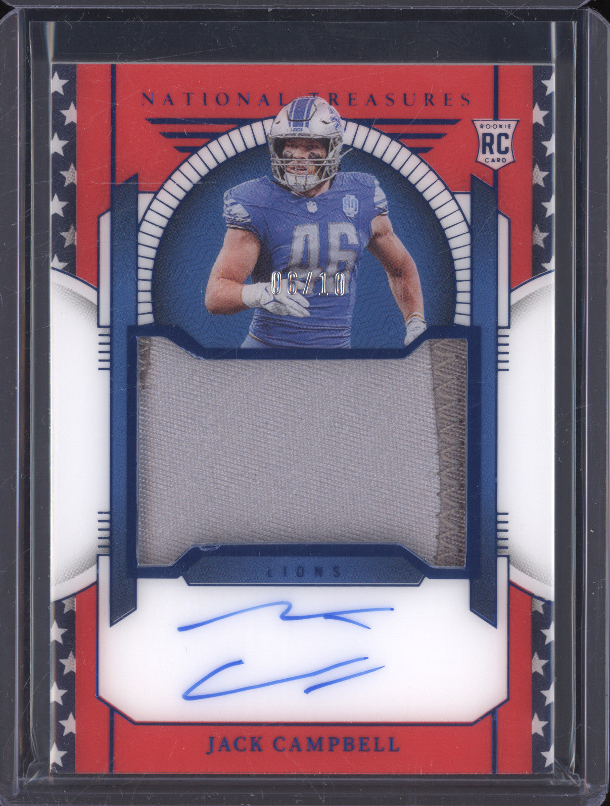 Jack Campbell 2023 Panini National Treasures 168 RPA Stars & Stripes Blue RC /10