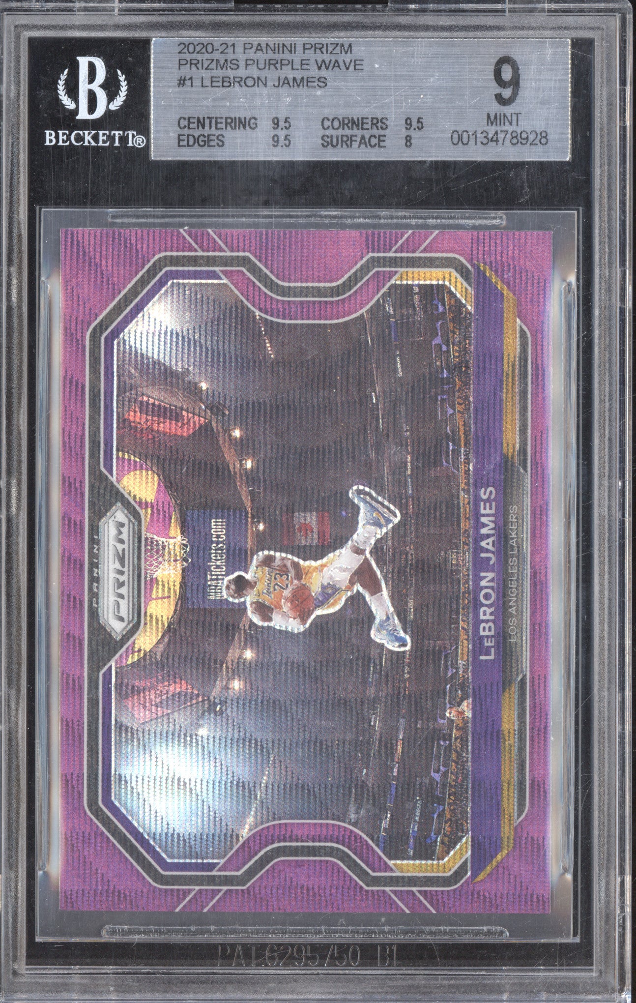 LeBron James 2020-21 Panini Prizm 1 Purple Wave BGS 9
