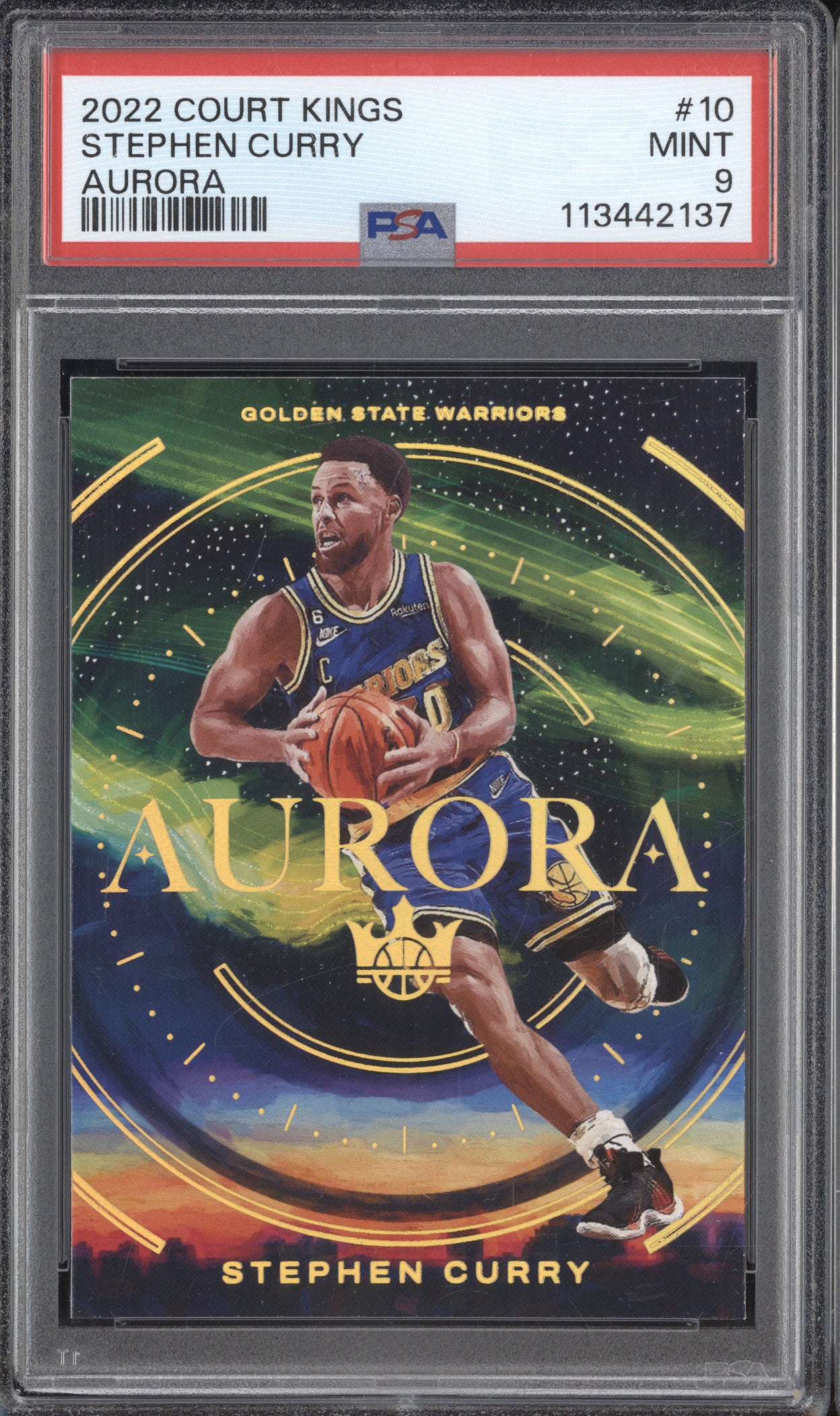 Stephen Curry 2022-23 Panini Court Kings 10 Aurora PSA 9