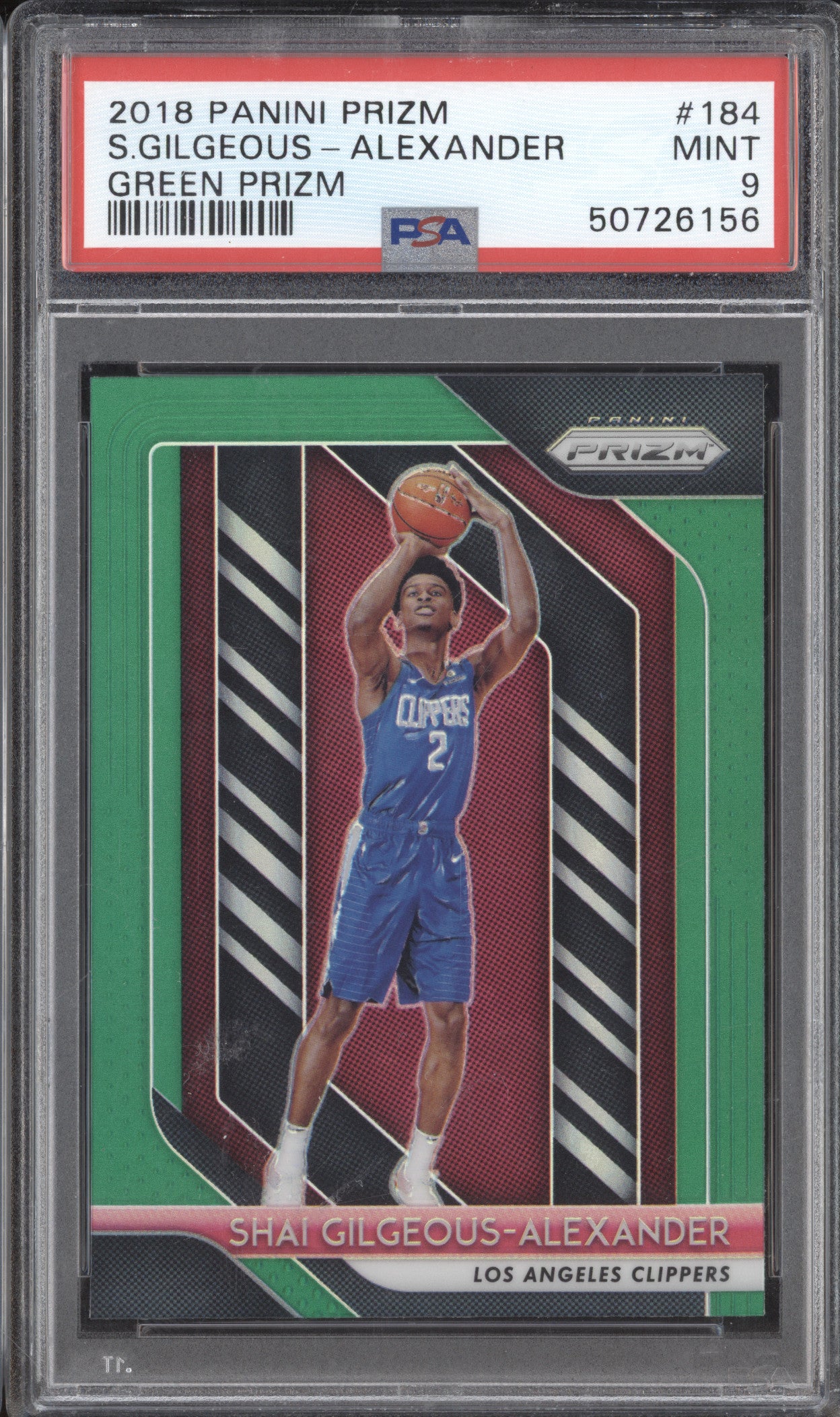 Shai Gilgeous-Alexander 2018-19 Panini Prizm 184 Green Prizm RC PSA 9