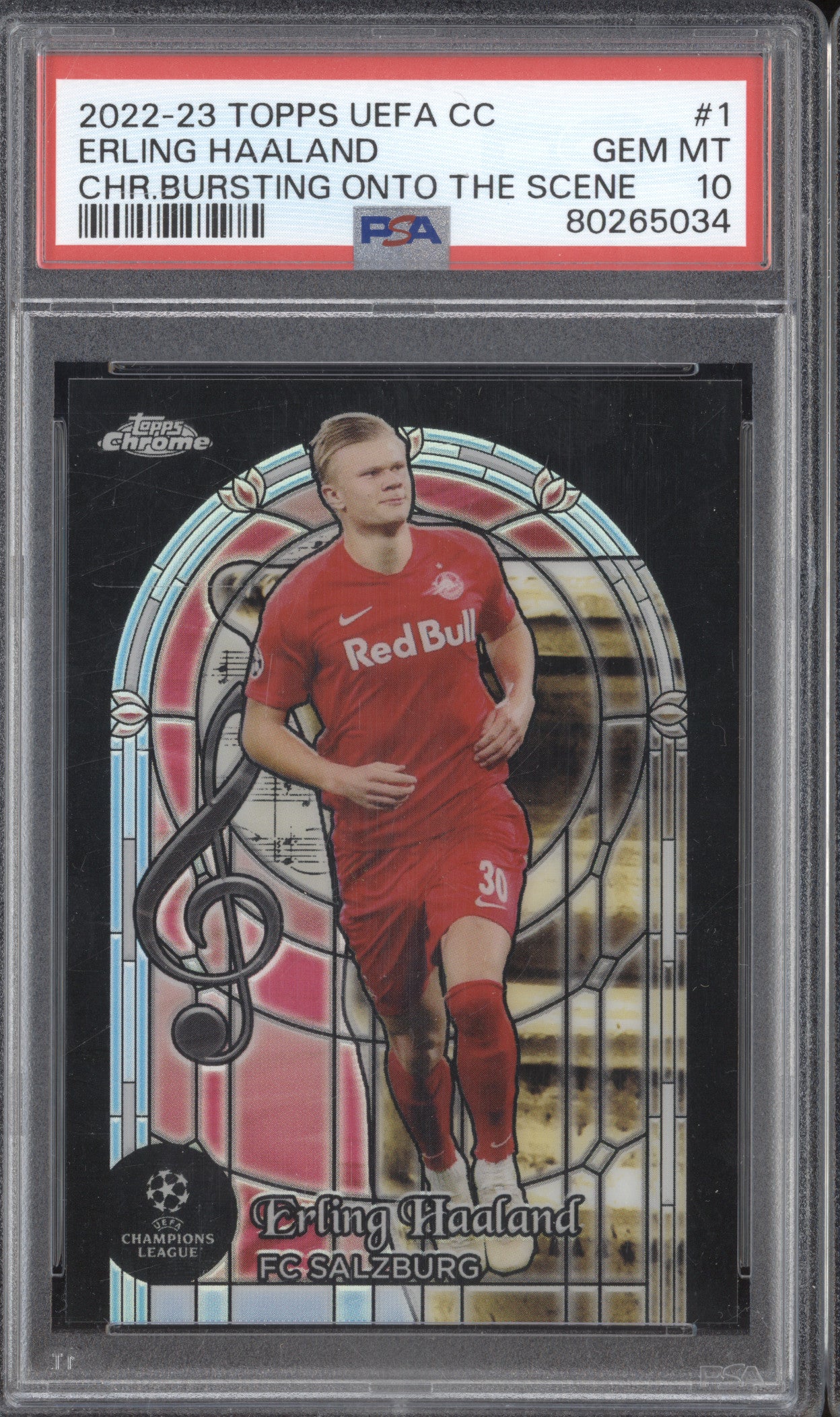 Erling Haaland 2022-23 Topps UEFA CC 1 Chrome Bursting Onto the Scene PSA 10