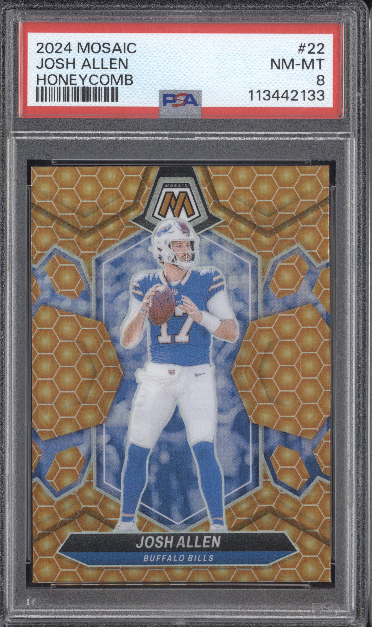 Josh Allen 2024 Panini Mosaic 22 Honeycomb PSA 8