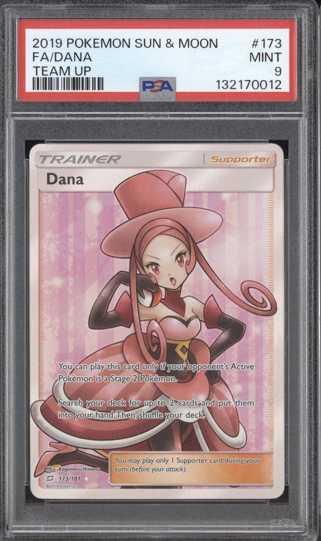 Dana 2019 Pokemon Team Up 173/181 Full Art PSA 9