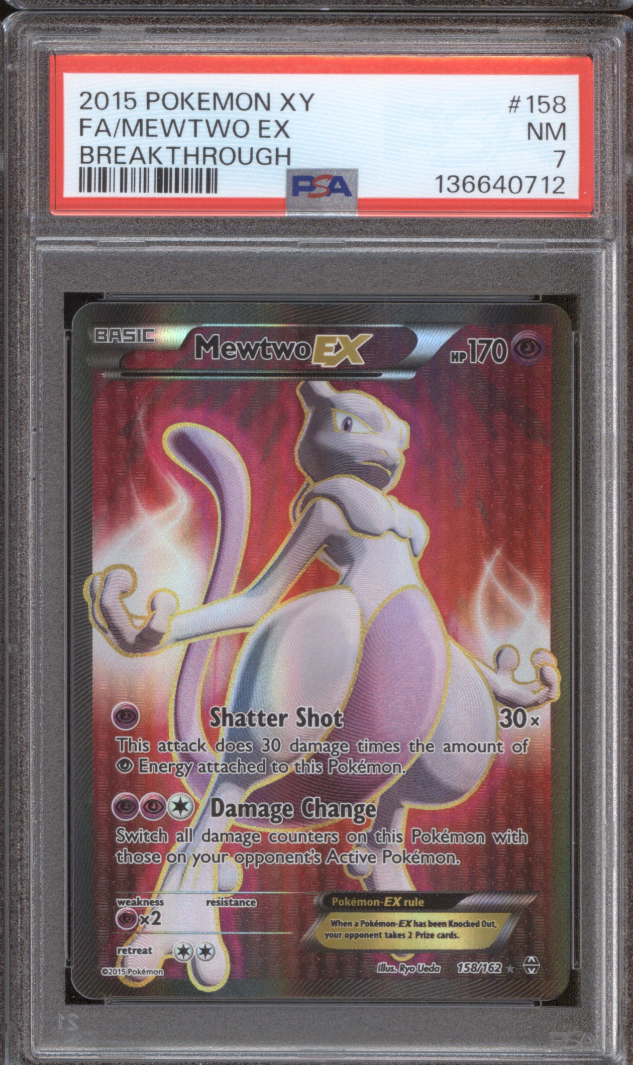 Mewtwo EX 2015 Pokemon Breakthrough 158/162 Full Art PSA 7