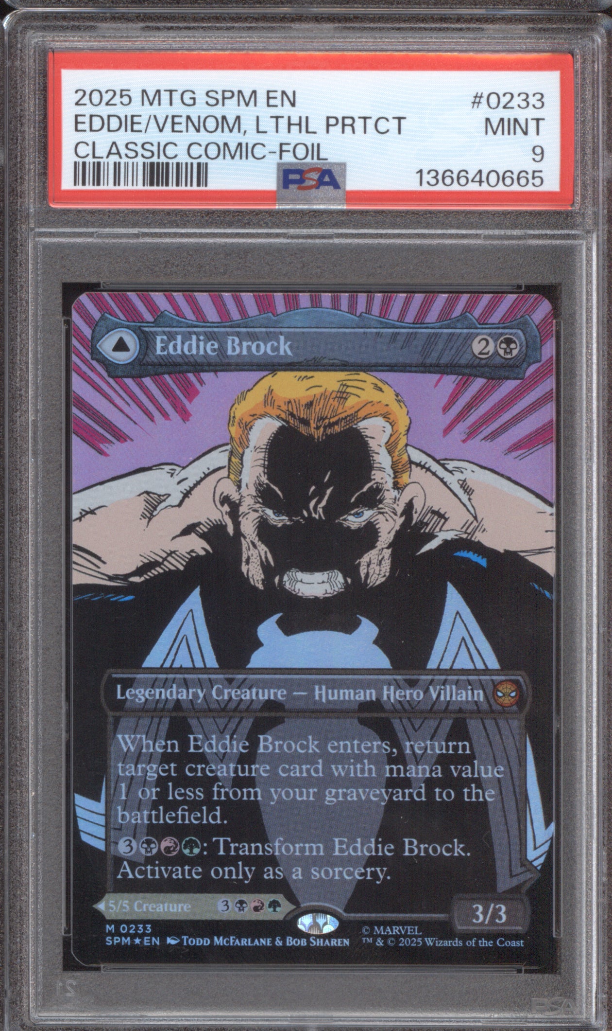2025 MTG Marvel Spider-Man Eddie Brock Classic Comic-Foil 0233 PSA 9