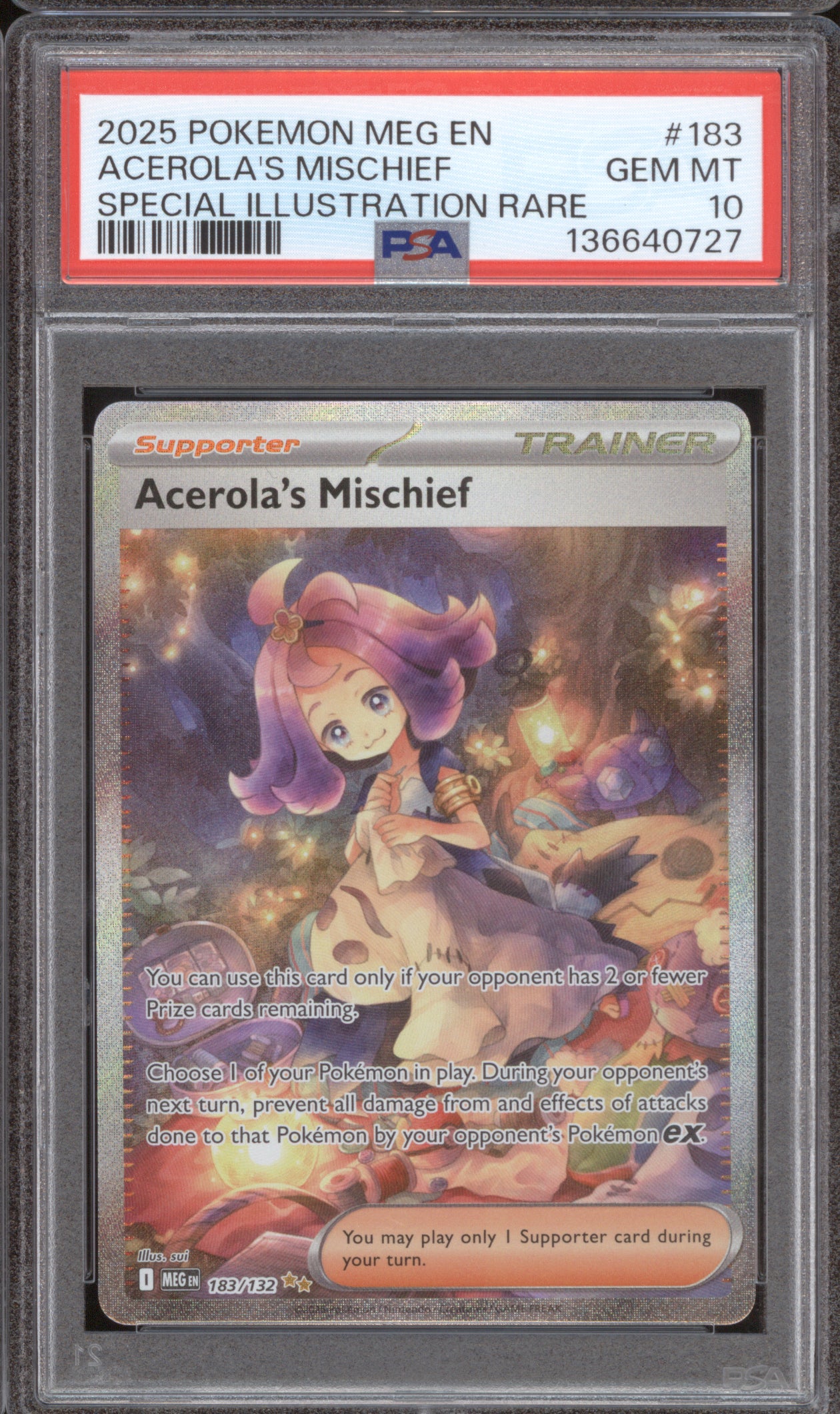 Acerola's Mischief 2025 Pokemon Mega Evolution MEG 183/132 SIR PSA 10