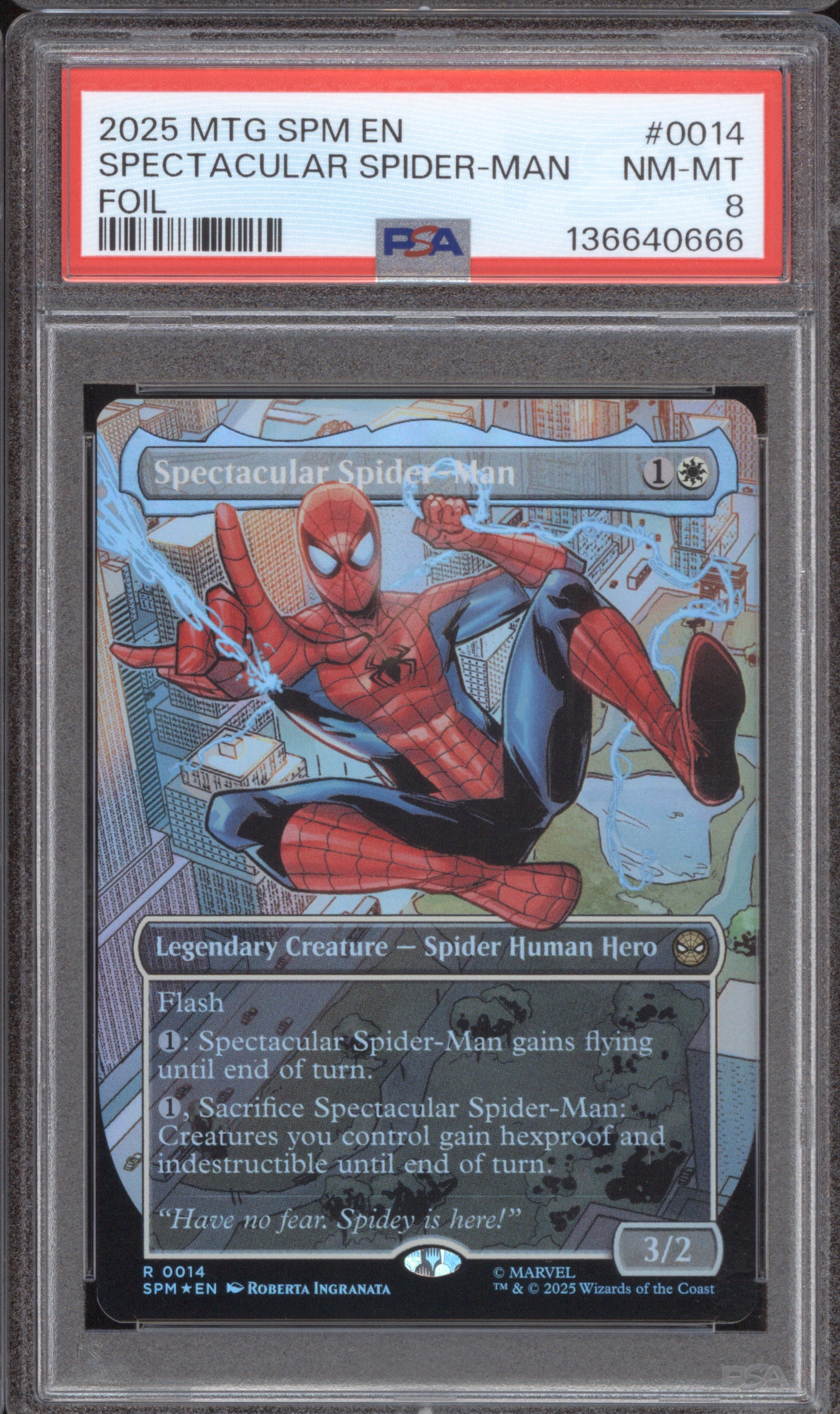 2025 MTG Marvel's Spider-Man 0014 Spectacular Spider-Man Foil PSA 8