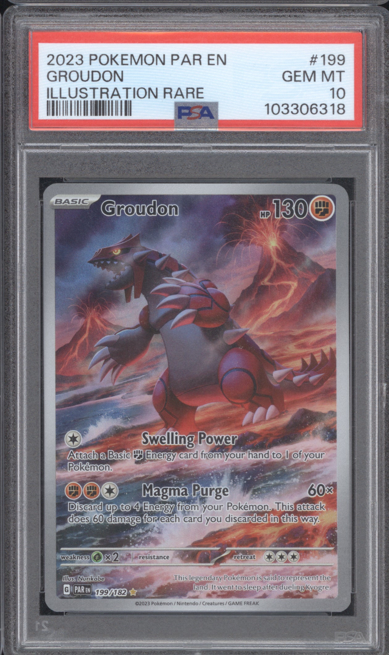 Groudon 2023 Pokemon Paradox Rift 199/182 Illustration Rare PSA 10