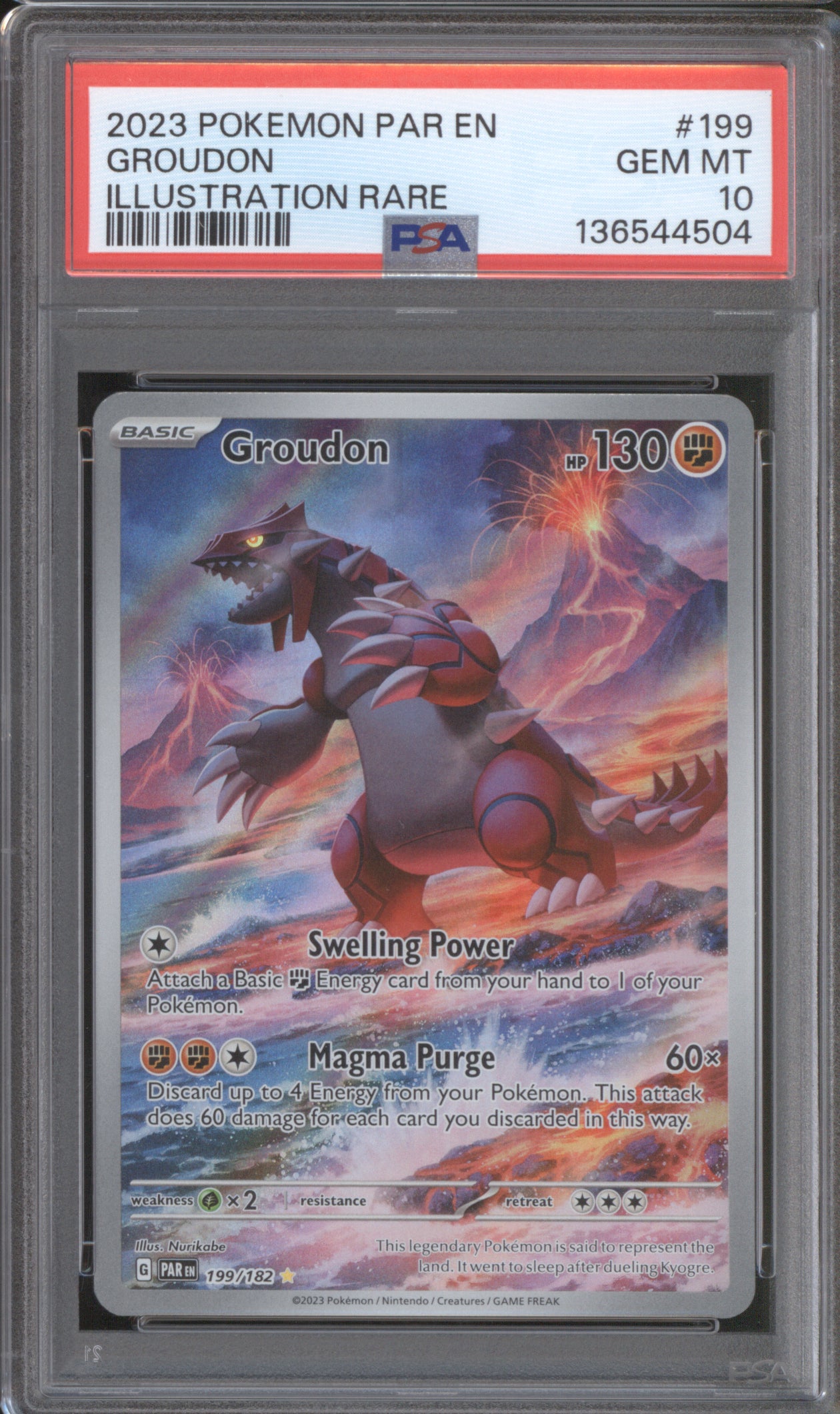 Groudon 2023 Pokemon Paradox Rift PAR 199/182 Illustration Rare PSA 10