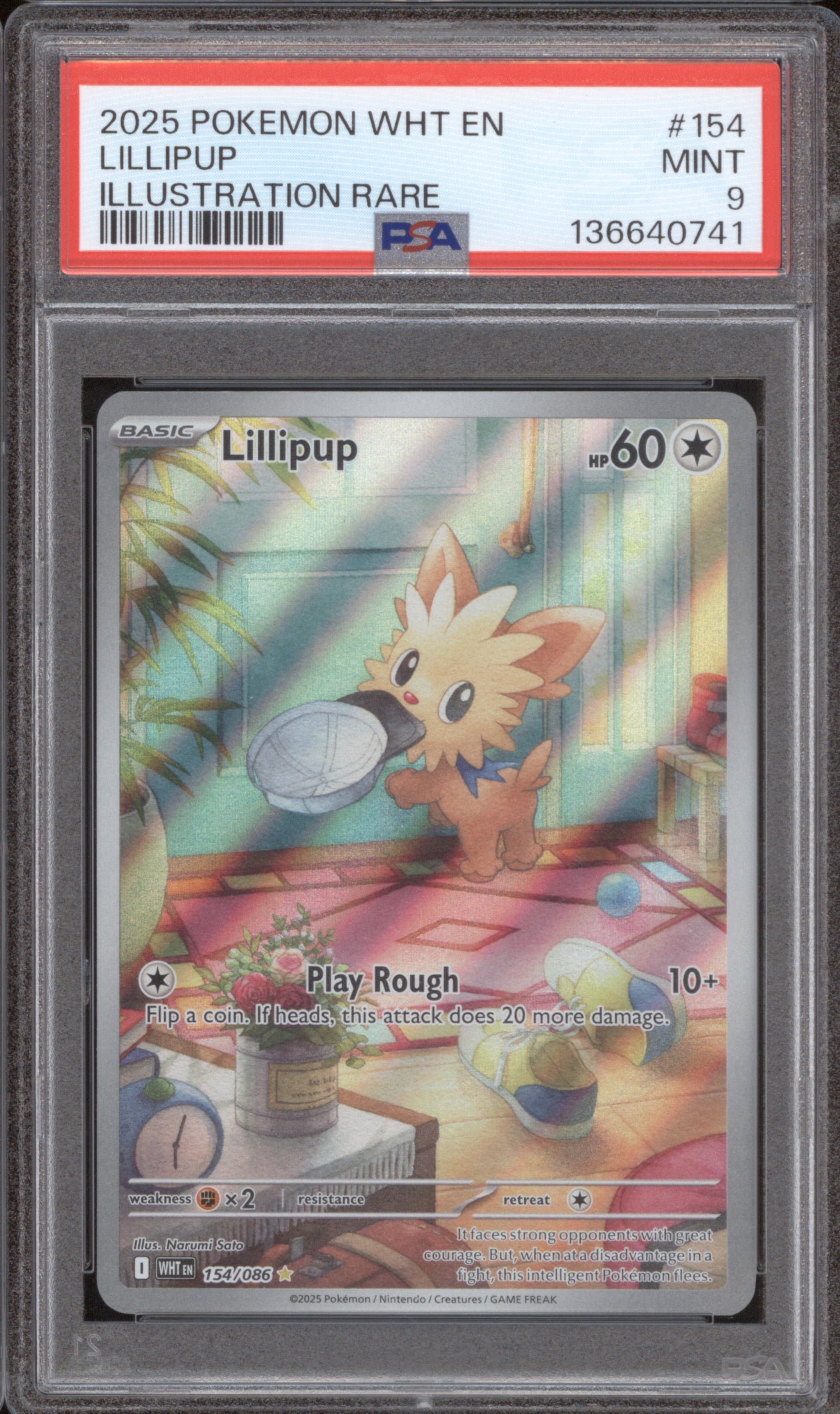 Lillipup 2025 Pokemon White Flare WHT 154/086 Illustration Rare PSA 9