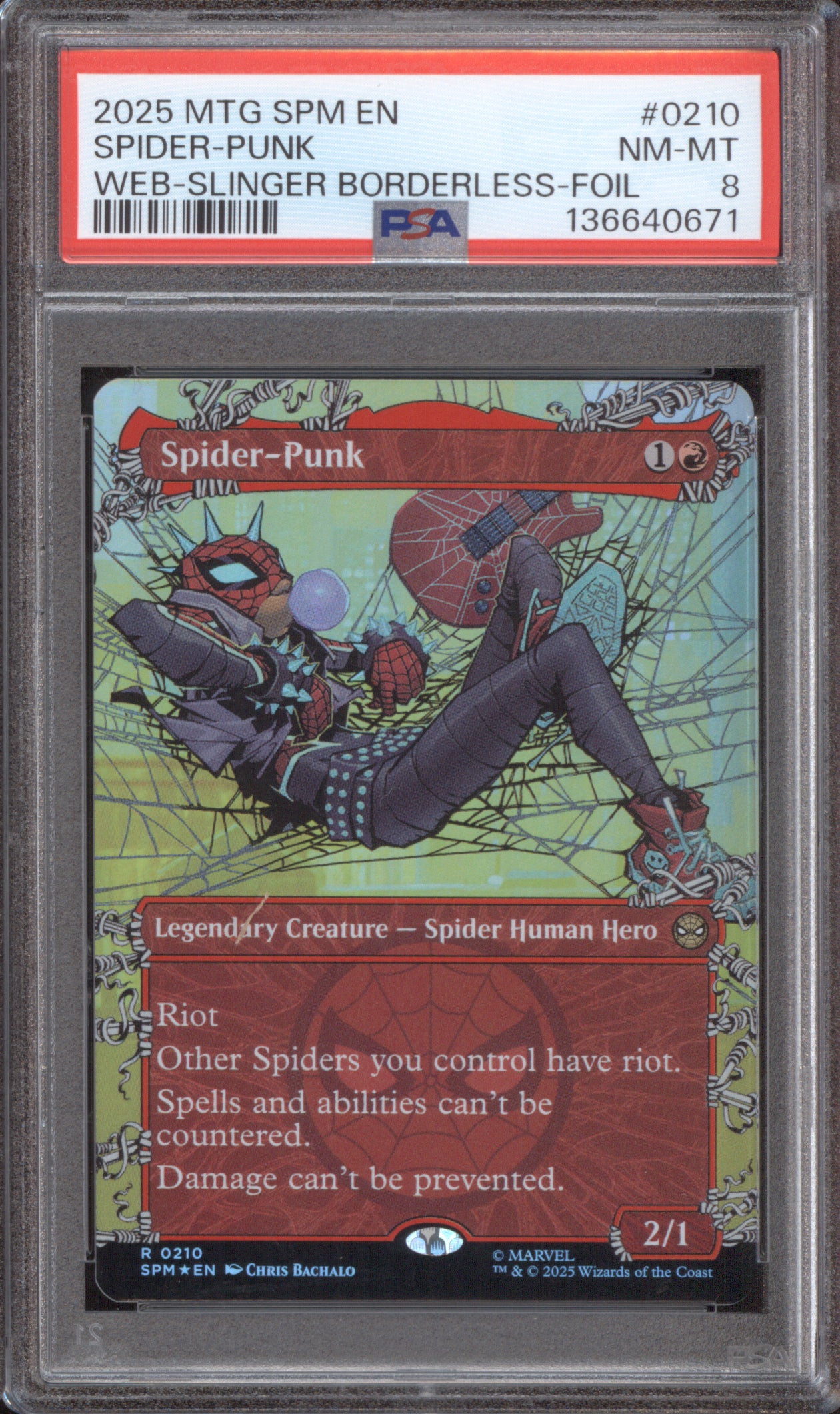 2025 MTG Marvel's Spider-Man 0210 Spider-Punk Borderless-Foil PSA 8