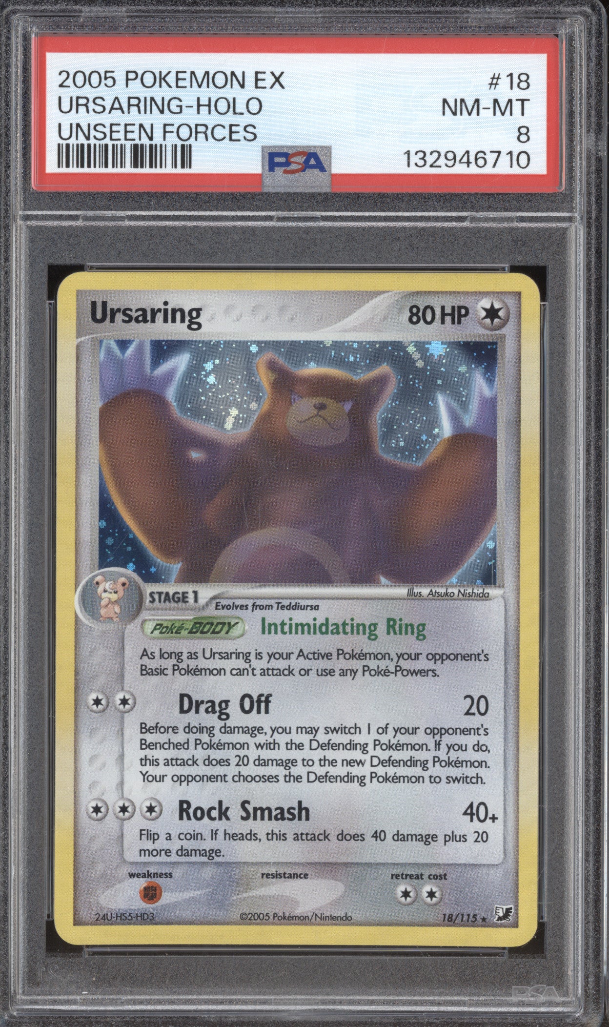 Ursaring 2005 Pokemon Unseen Forces 1/1158 Holo PSA 8