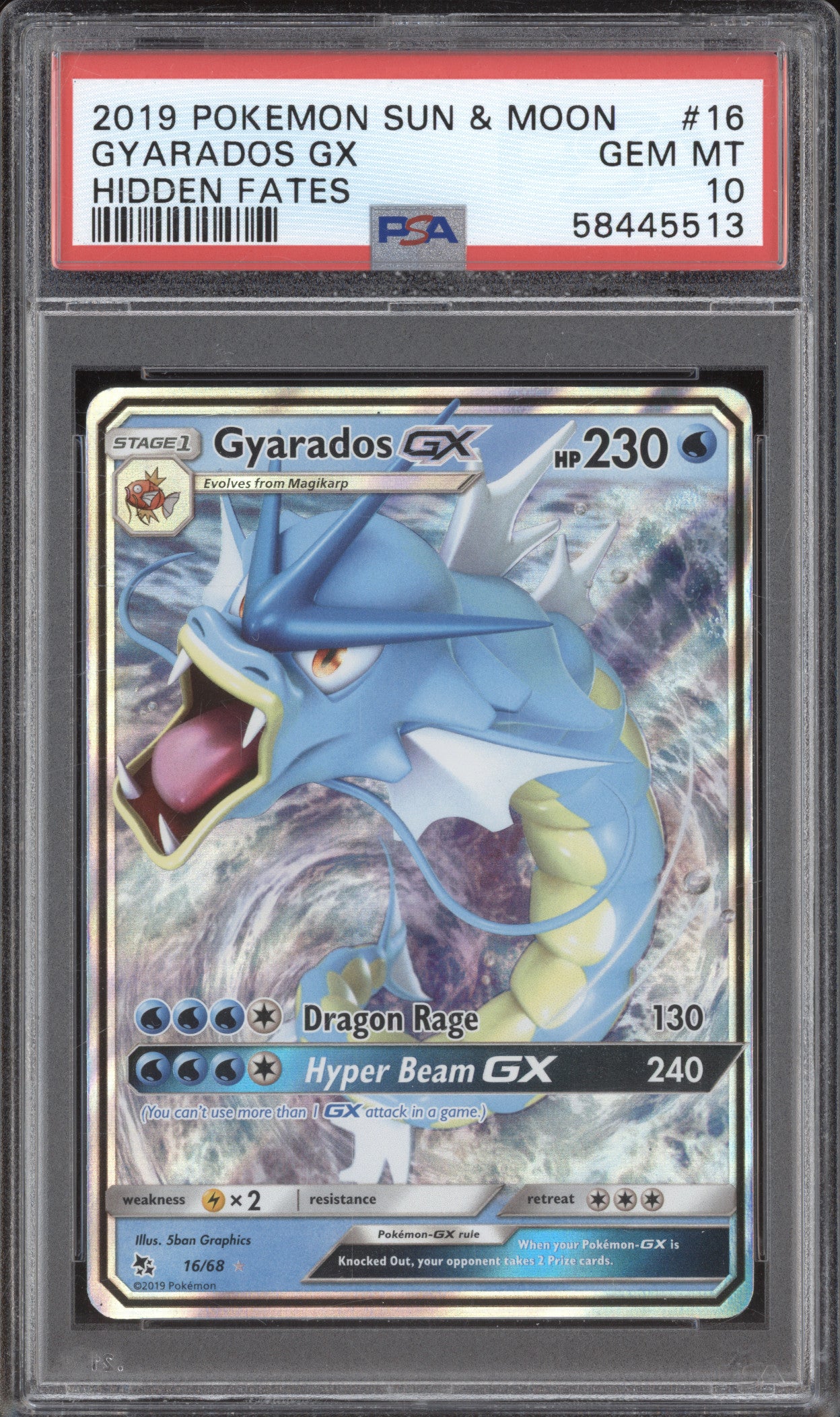 2019 Pokemon Hidden Fates 16 Gyarados GX PSA 10