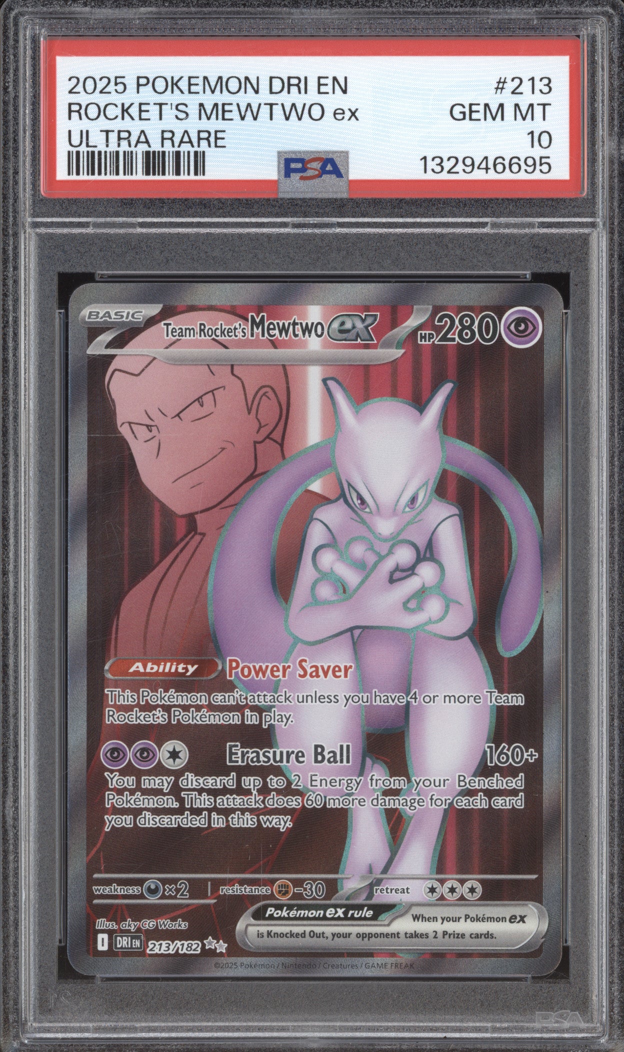 Mewtwo 2025 Pokemon Destined Rivals DRI 213/182 Ultra Rare PSA 10