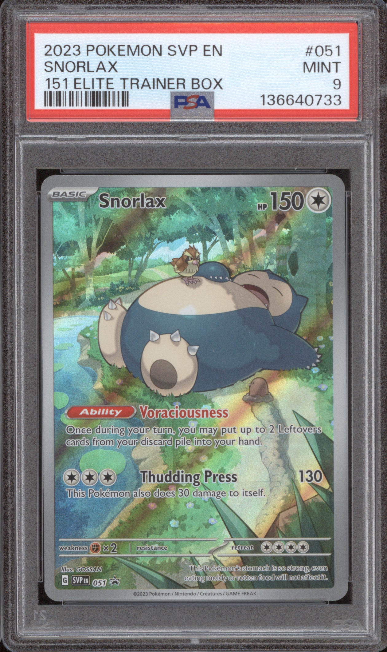 Snorlax 2023 Pokemon Scarlet & Violet Promo SVP 051 Black Star Promo PSA 9
