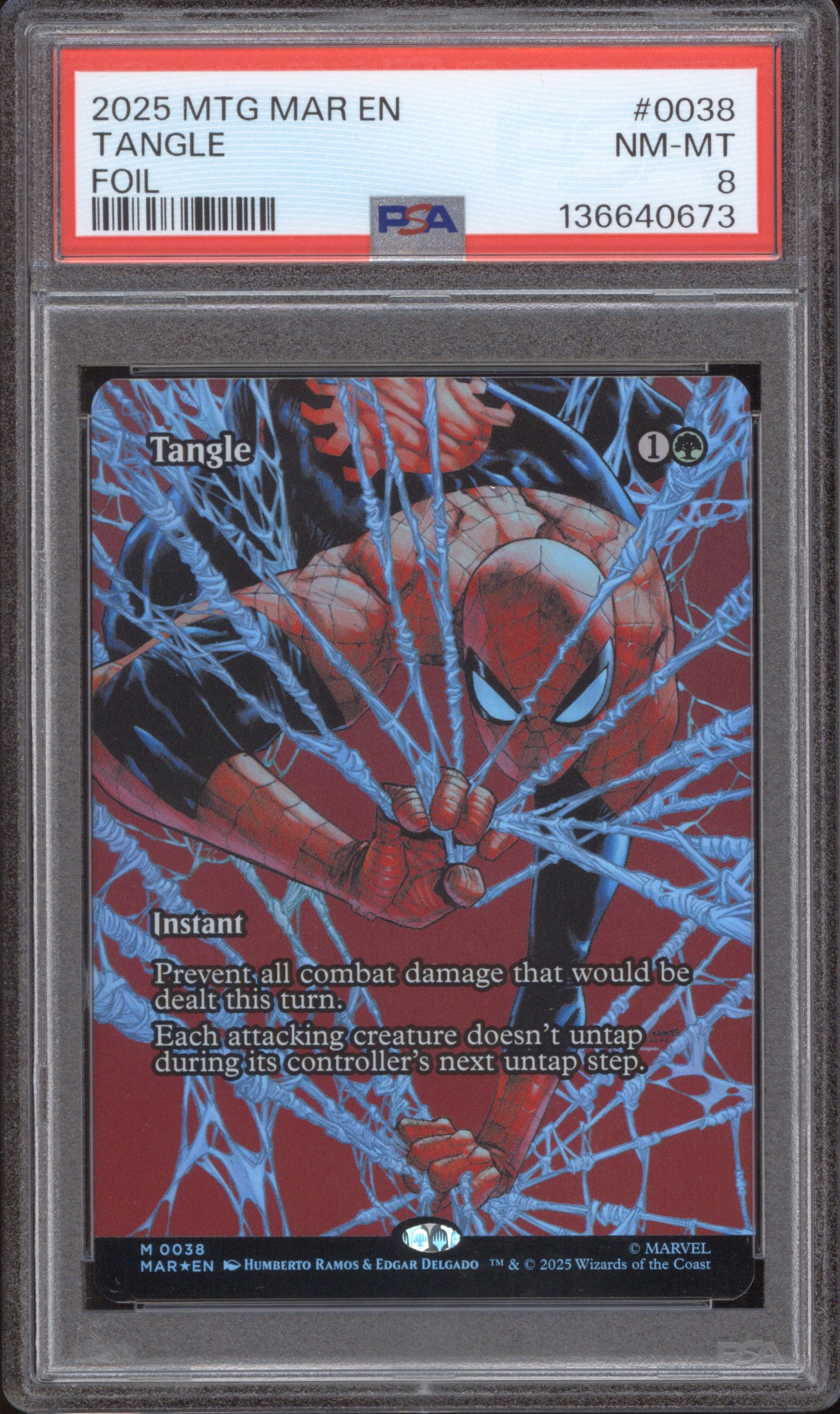 2025 MTG Marvel's Spider-Man 0038 Tangle Foil PSA 8