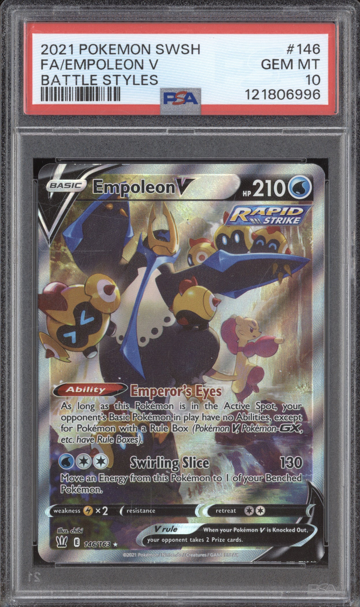 2021 Pokemon Battle Styles 146 Empoleon V Alternate Full Art PSA 10