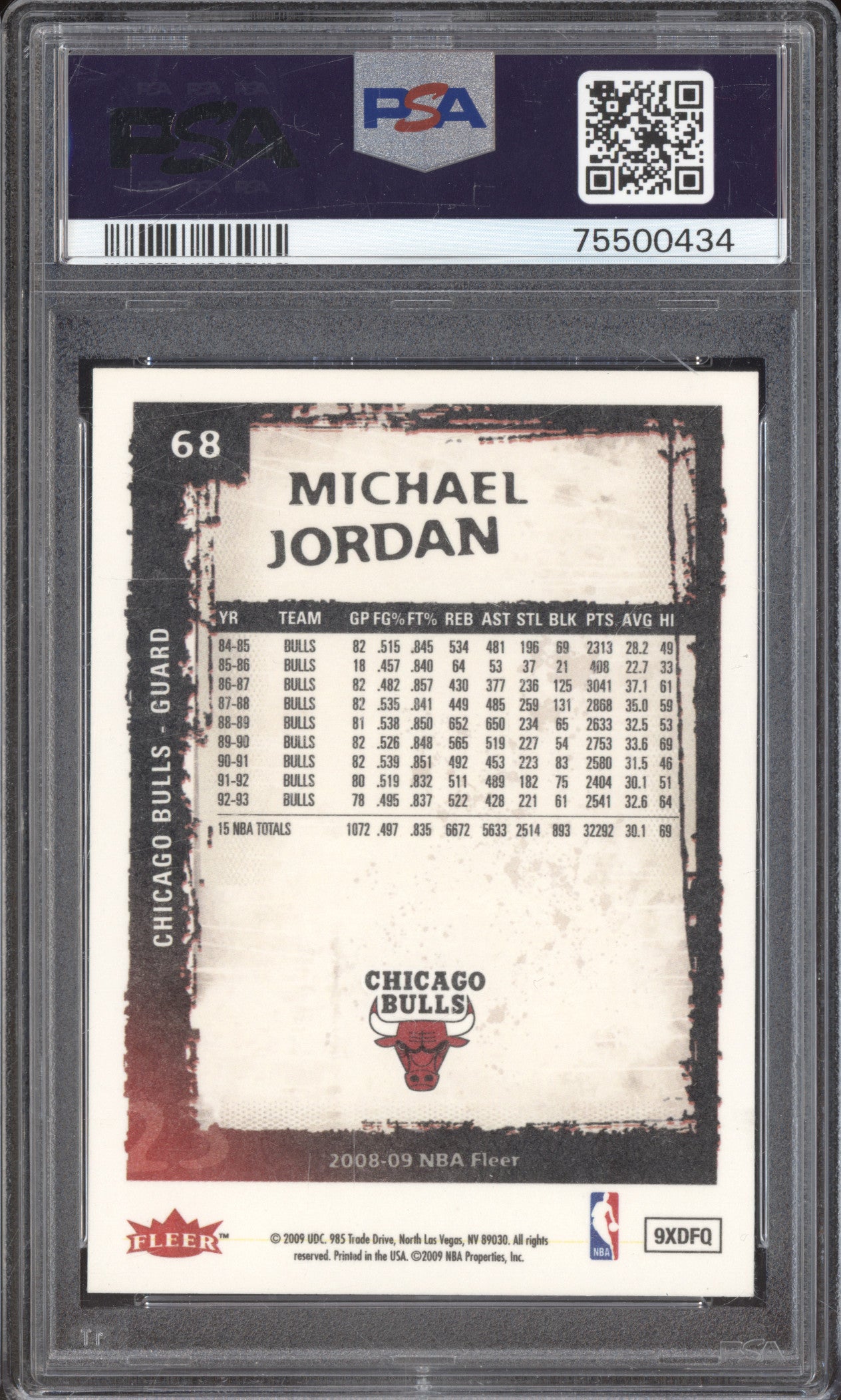 Michael Jordan 2008 Fleer 68 PSA 8