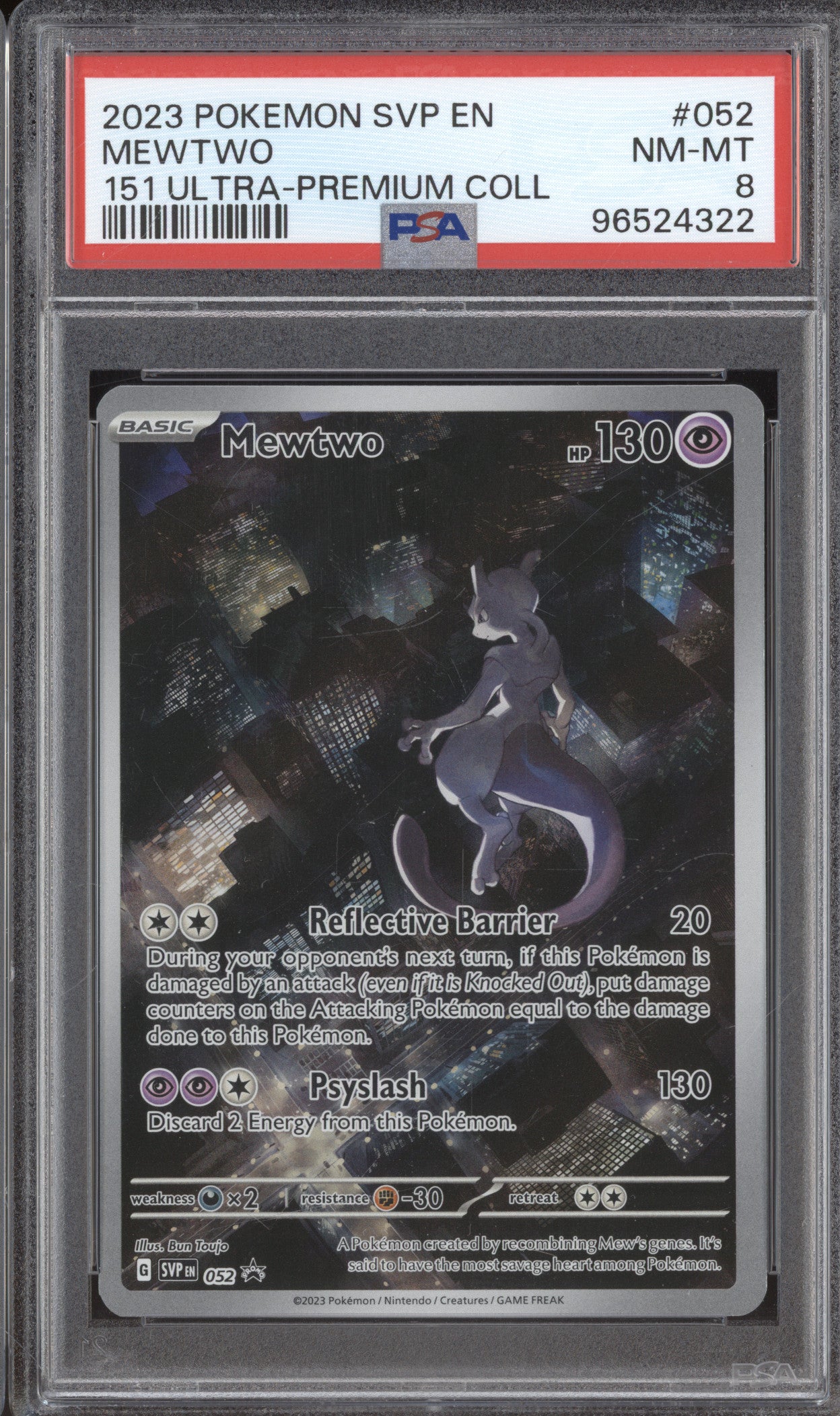 2023 Pokemon Scarlet & Violet 052 Mewtwo Black Star Promo PSA 8