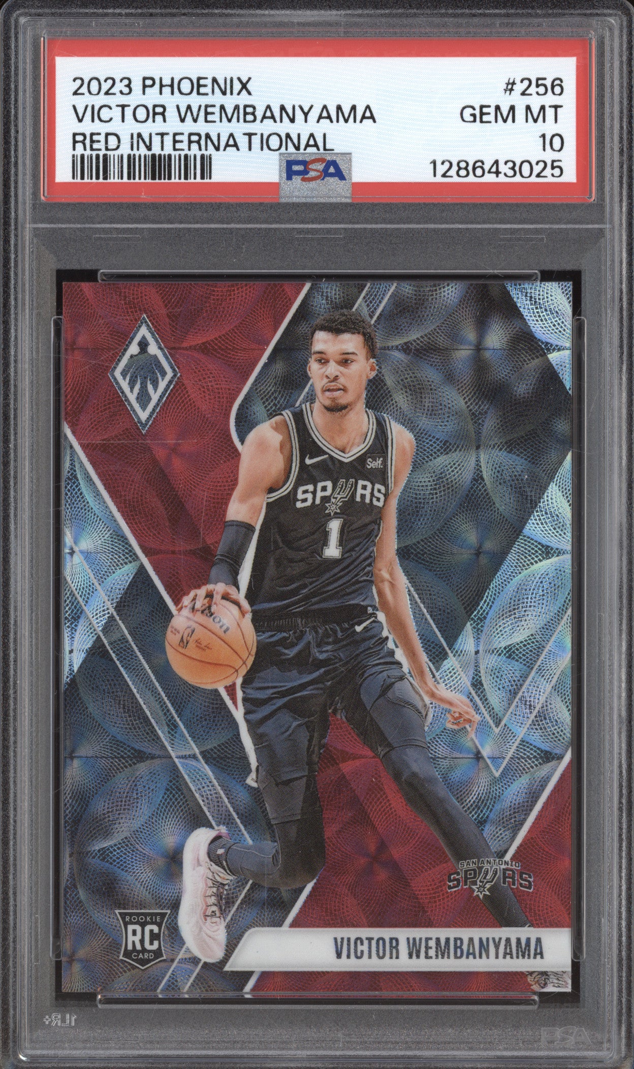 2023 Panini Phoenix 256 Victor Wembanyama Red International RC /75 PSA 10