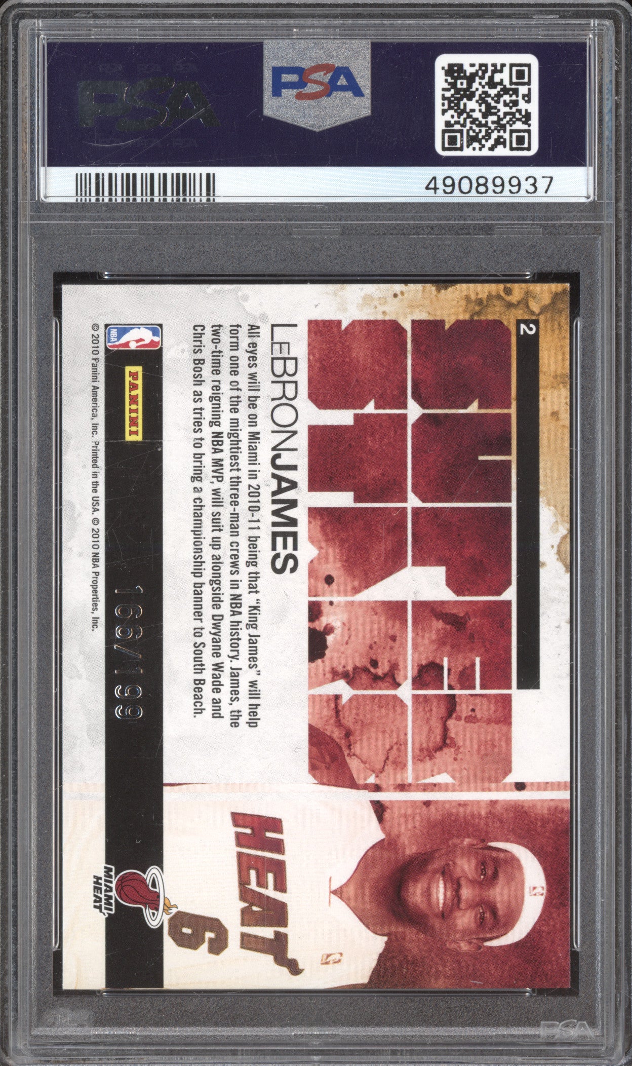 2010 Panini Lebron James 2 Superstars Holo /199 PSA 9