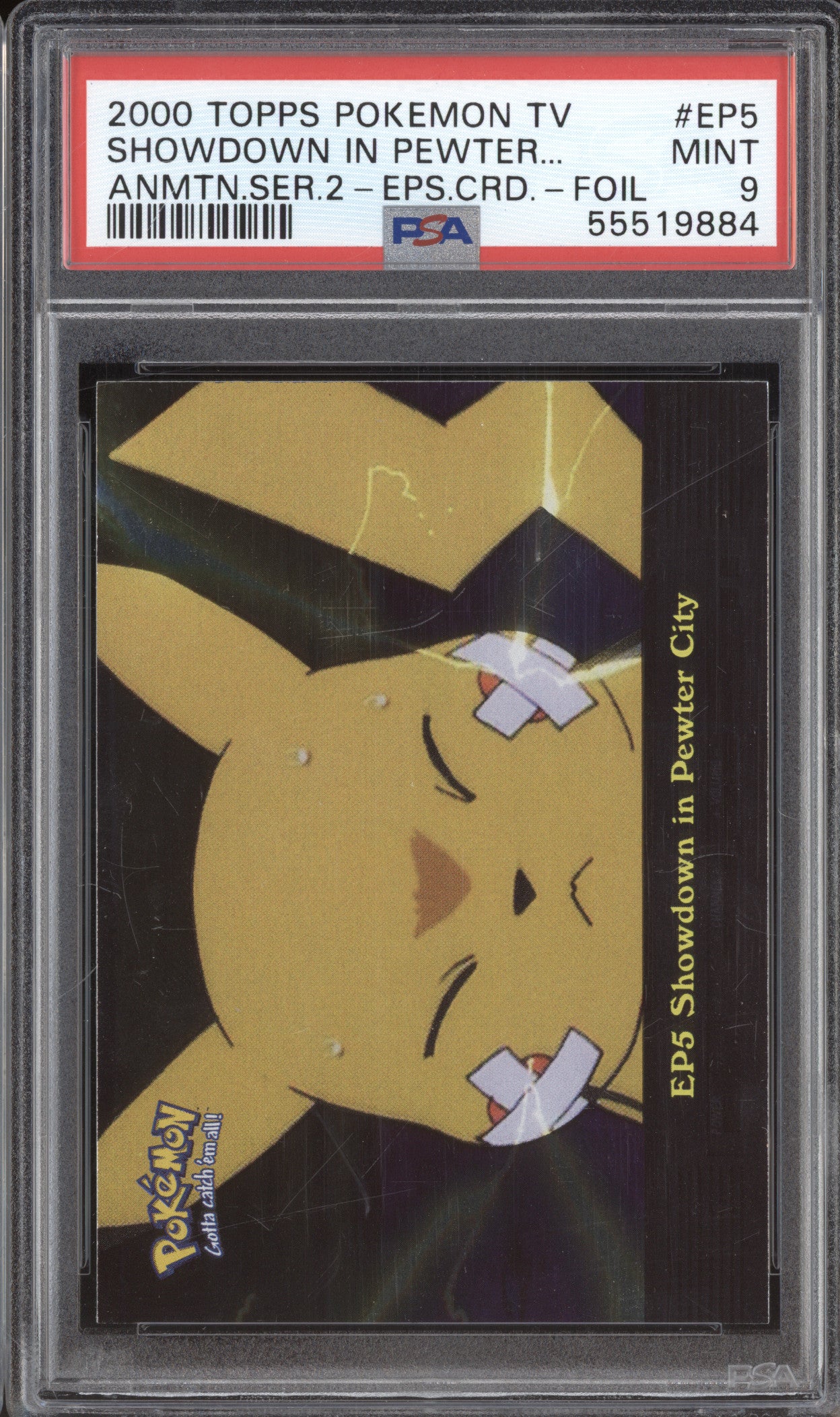 2000 Pokemon Topps TV Animation Series 2 EP5 Pikachu Foil PSA 9