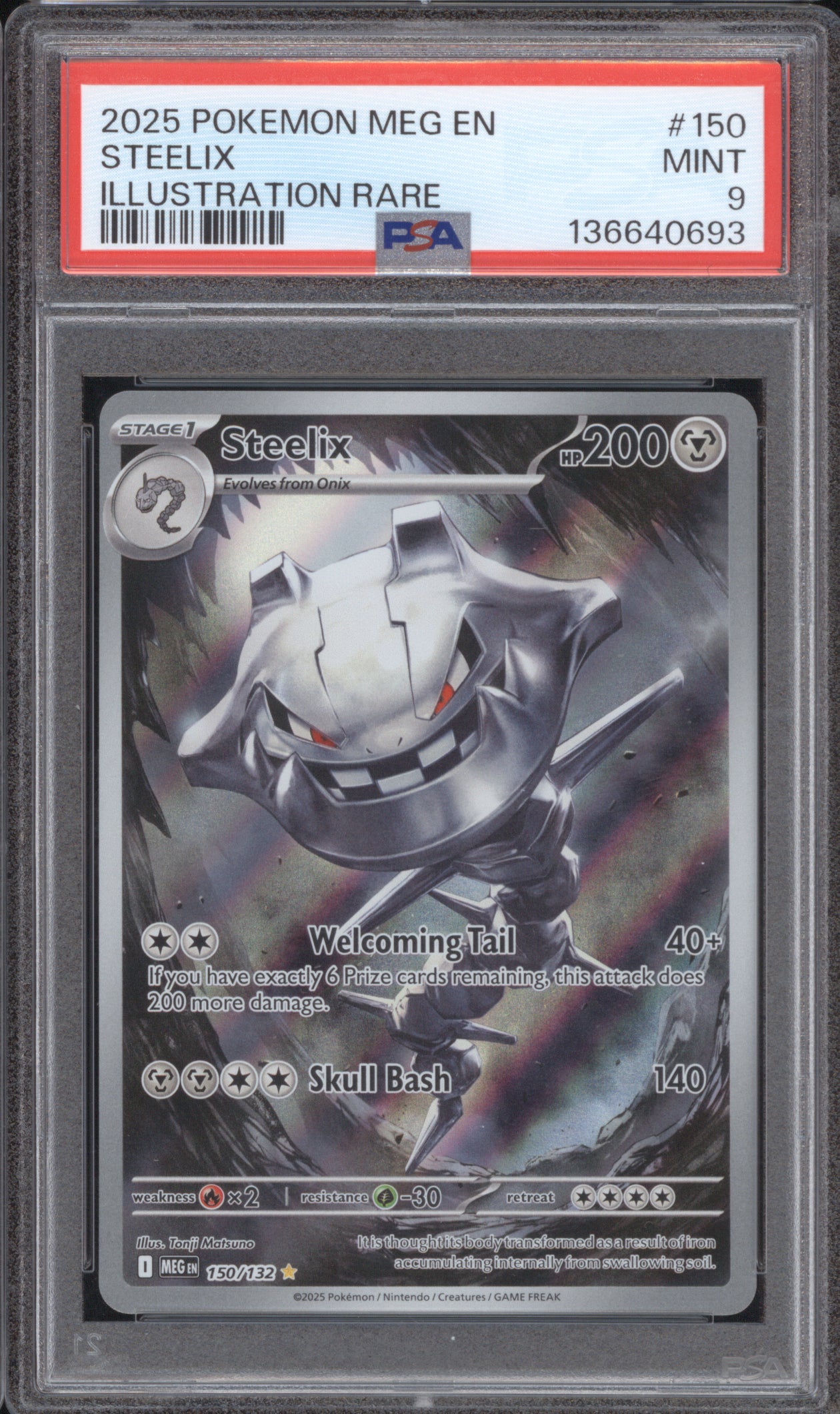 Steelix 2025 Pokemon Mega Evolution MEG 150/132 Illustration Rare PSA 9