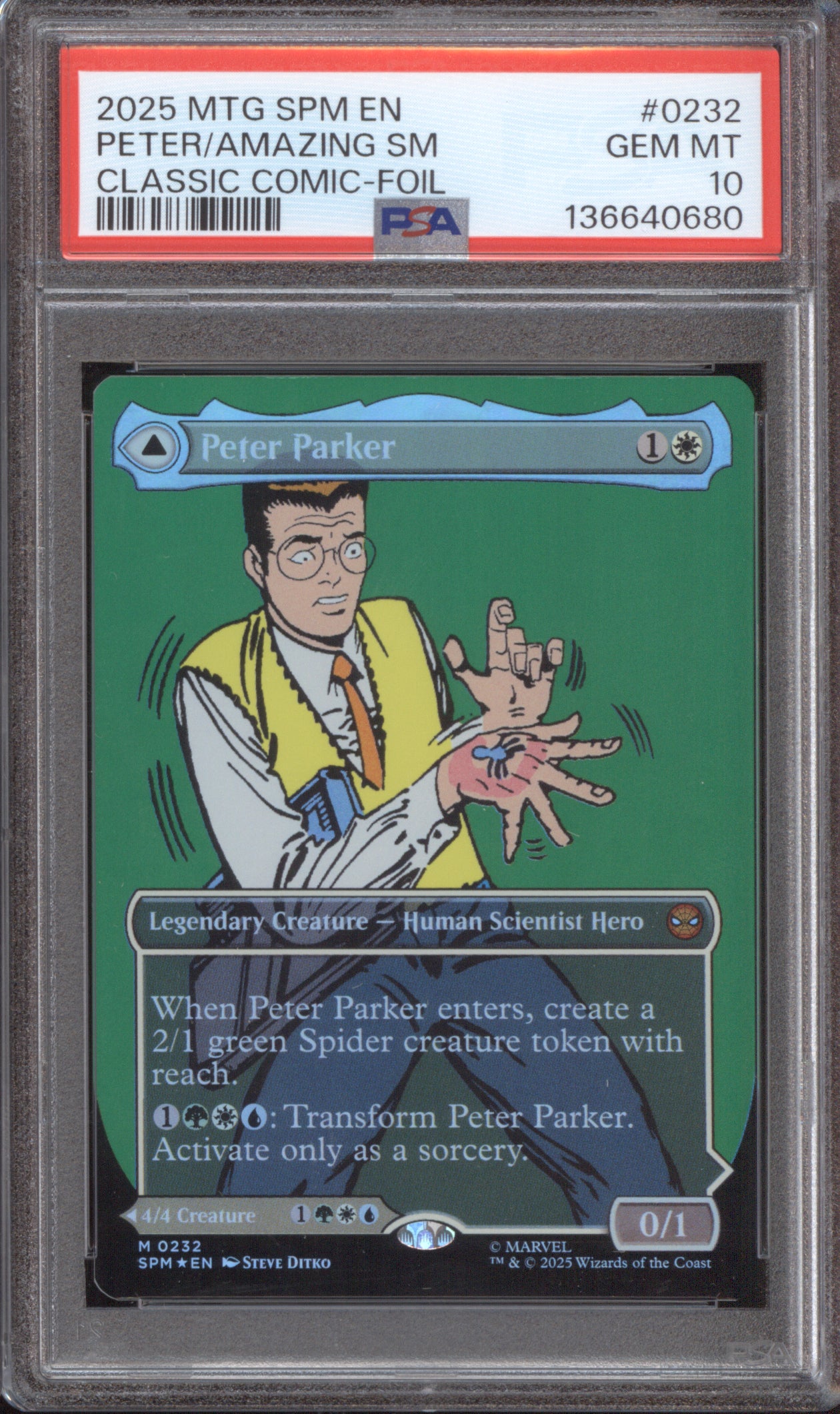 2025 MTG Marvel's Spider-Man 0232 Amazing Spider-Man/Peter Parker Foil PSA 10