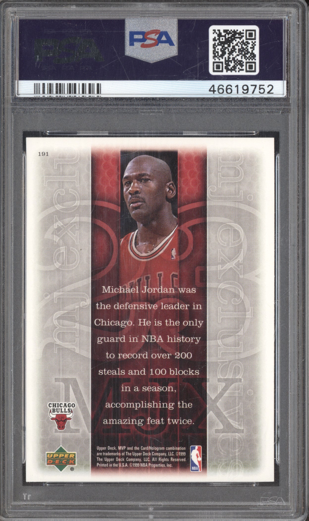 Michael Jordan 1999 Upper Deck MVP 191 PSA 9