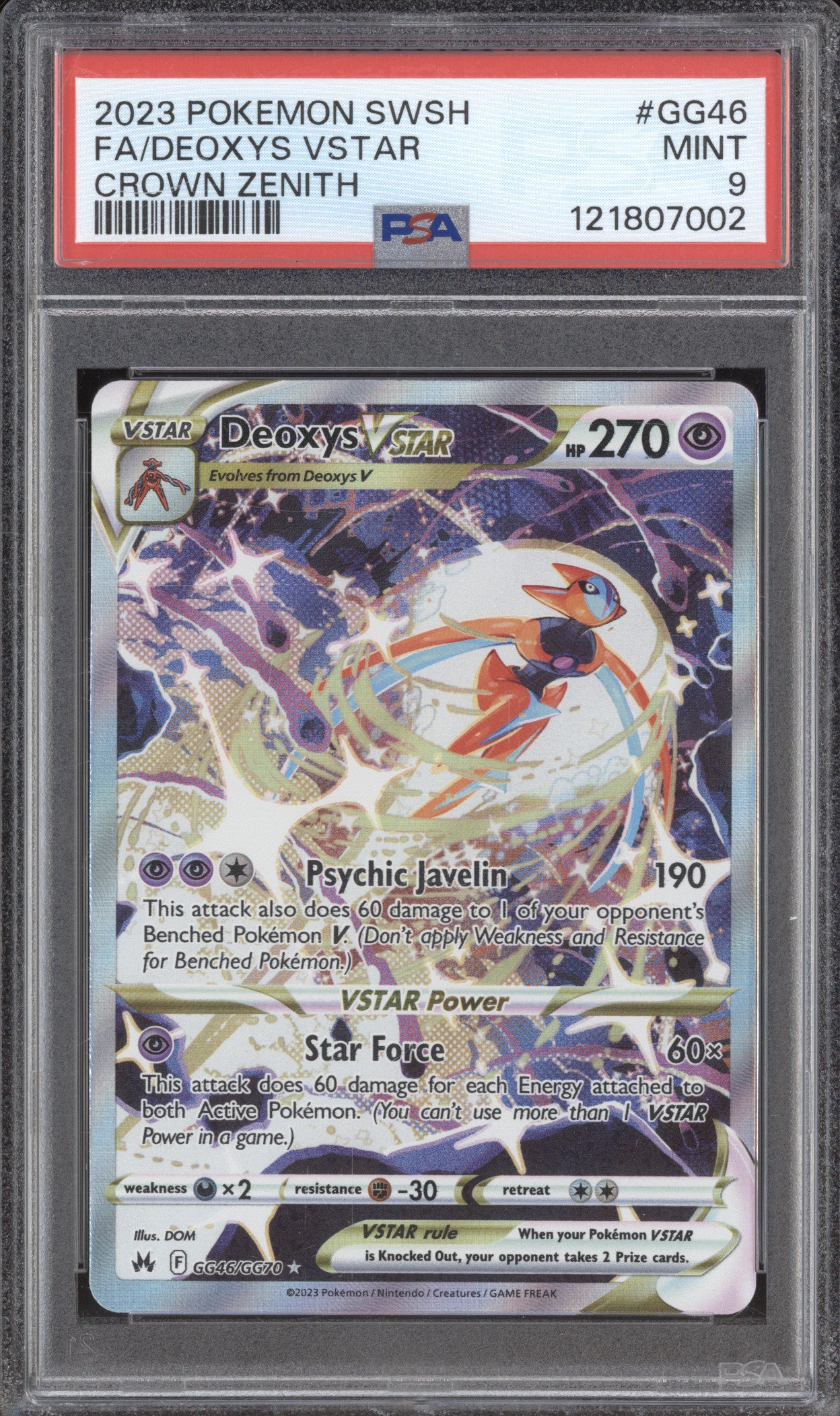 2023 Pokemon Crown Zenith GG46 Deoxys Vstar PSA 9