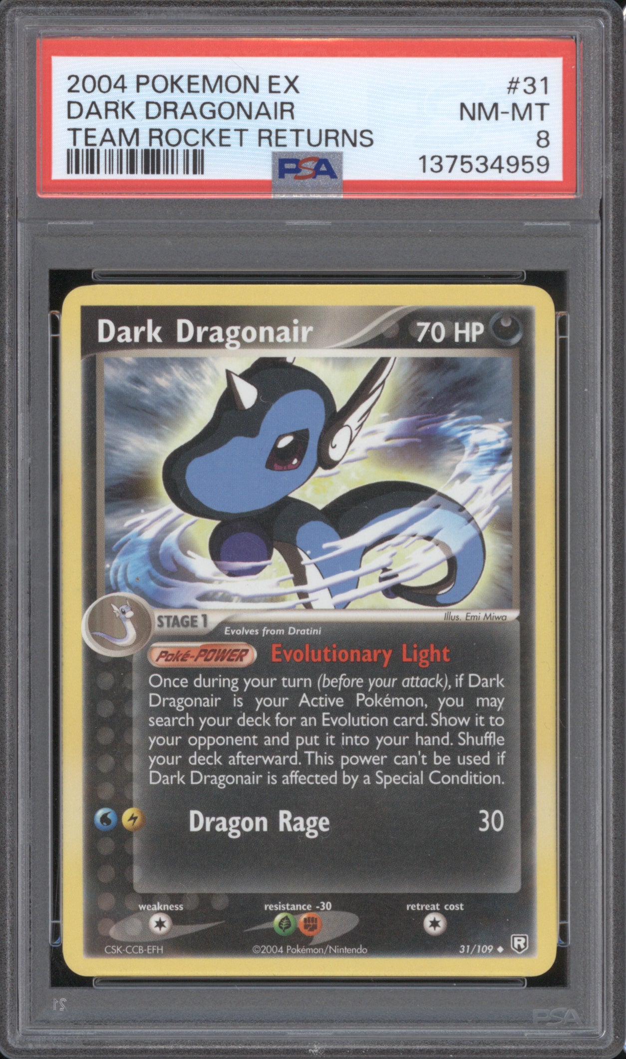 Dark Dragonair 2004 Pokemon EX Team Rocket Returns 31/109 PSA 8