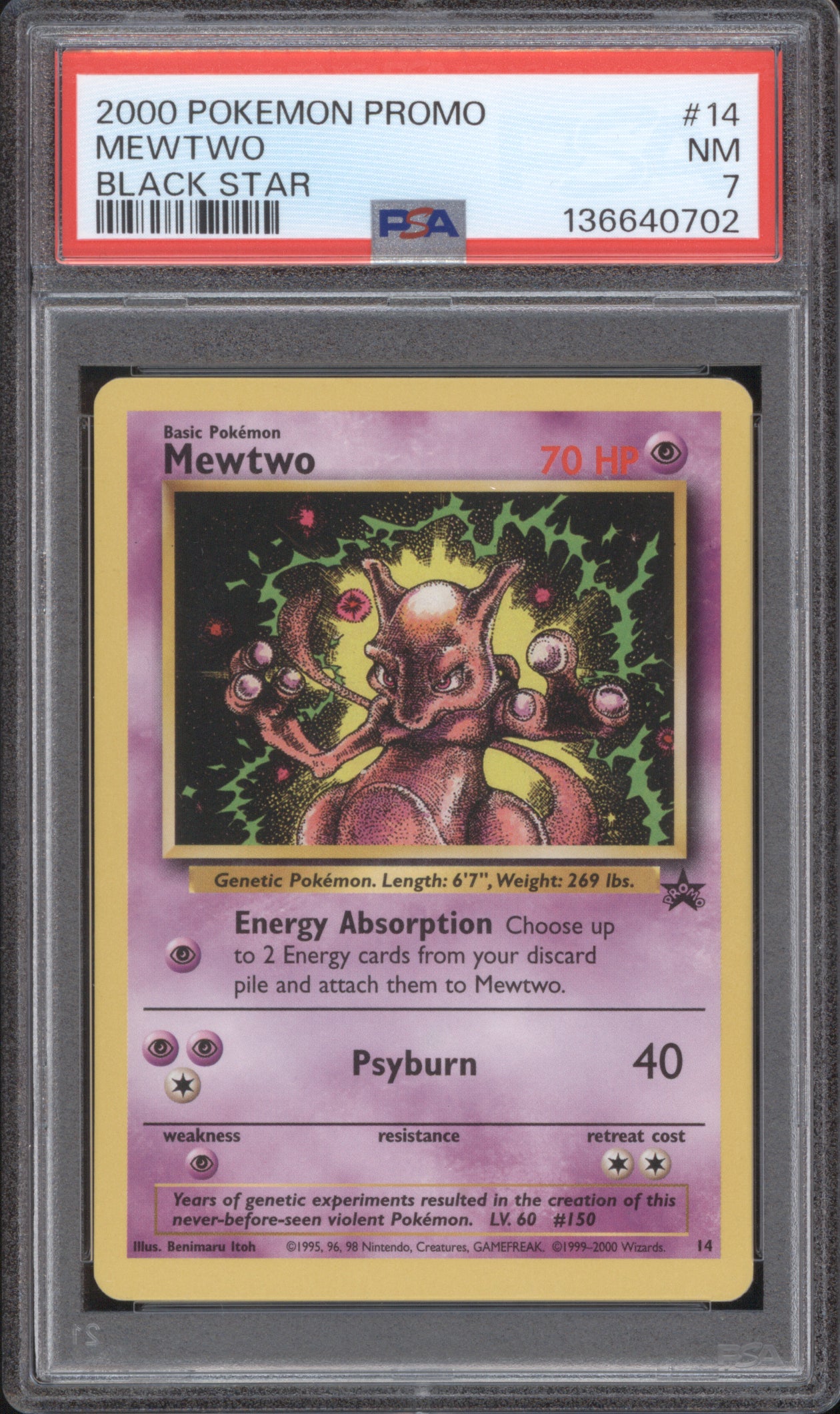 Mewtwo 2000 Pokemon Black Star Promo 14 PSA 7