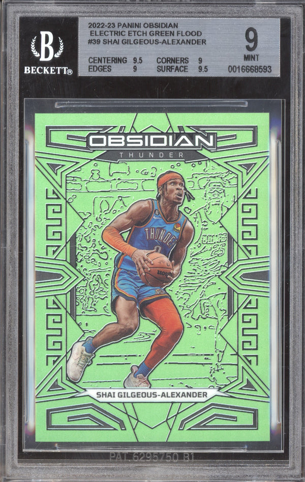 Shai Gilgeous-Alexander 2022 Panini Obsidian Electric Etch Green Flood /25 BGS 9