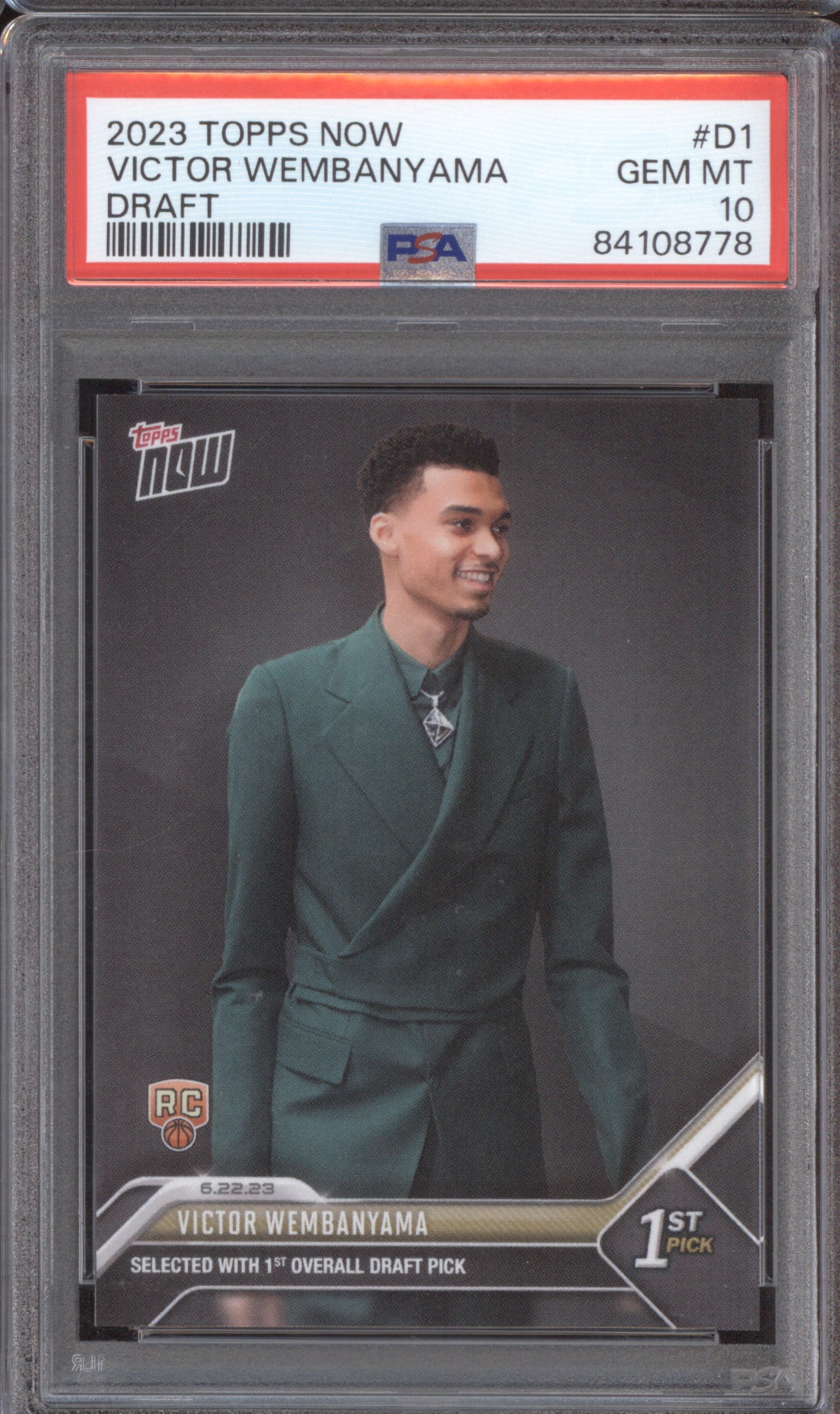 Victor Wembanyama 2023 Topps Now D1 RC PSA 10